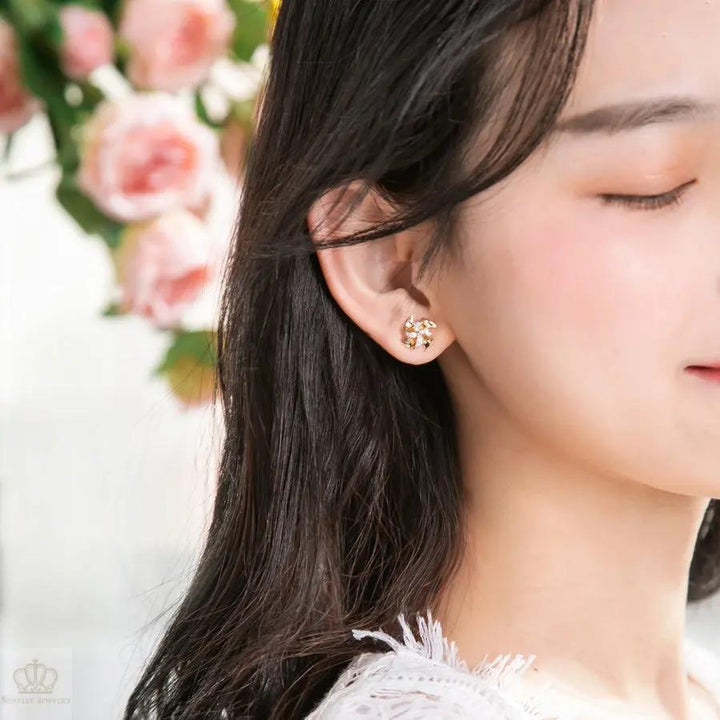 Diamond Pinwheel Stud Earrings - SE019 Charlisa