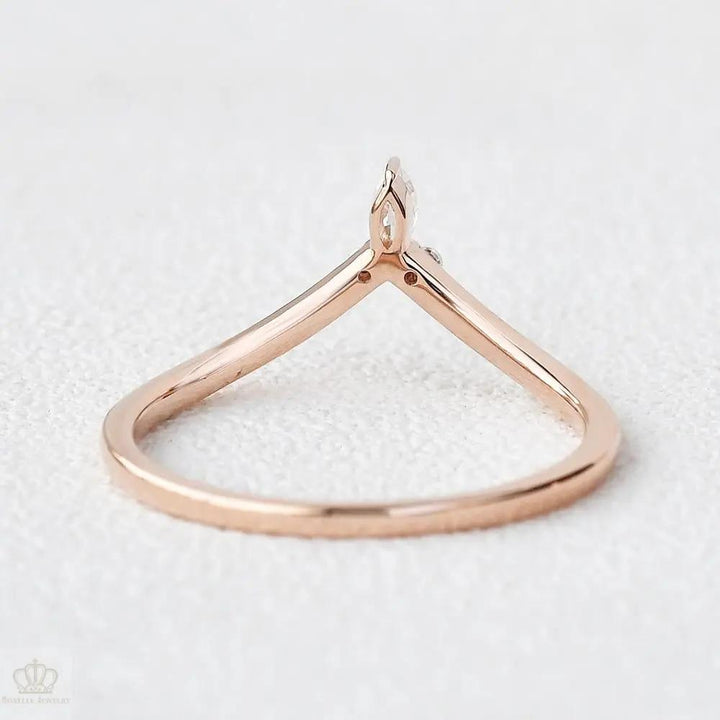 0.10CTW Round & Marquise Cut Curved Stacking Wedding Band Camelia™