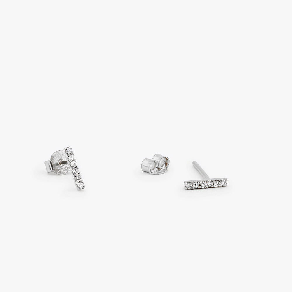 OBFJ1659 - 14K Gold Diamond Bar Stud Earrings 6