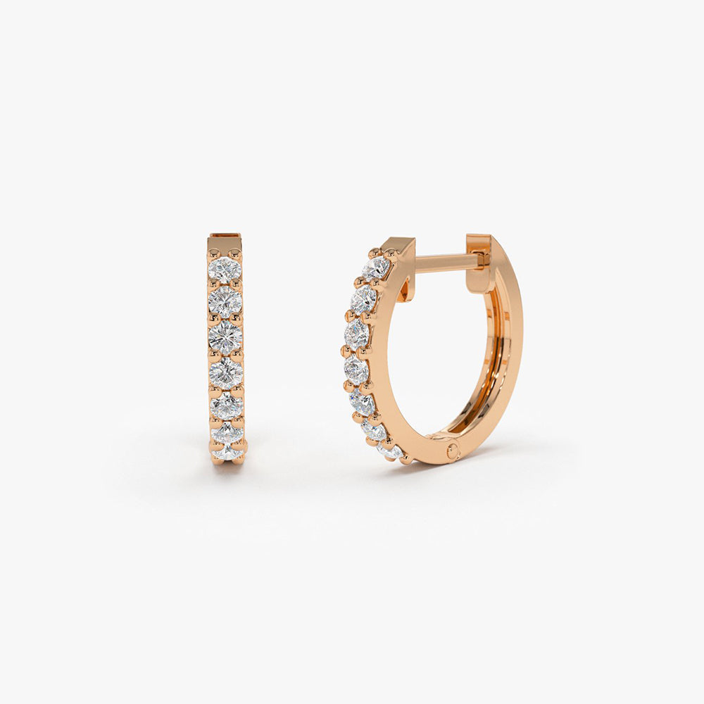 OBFJ0135 - Diamond Hoop Earrings earrings in selectable metal and diamond options - Roselle Jewelry view 1