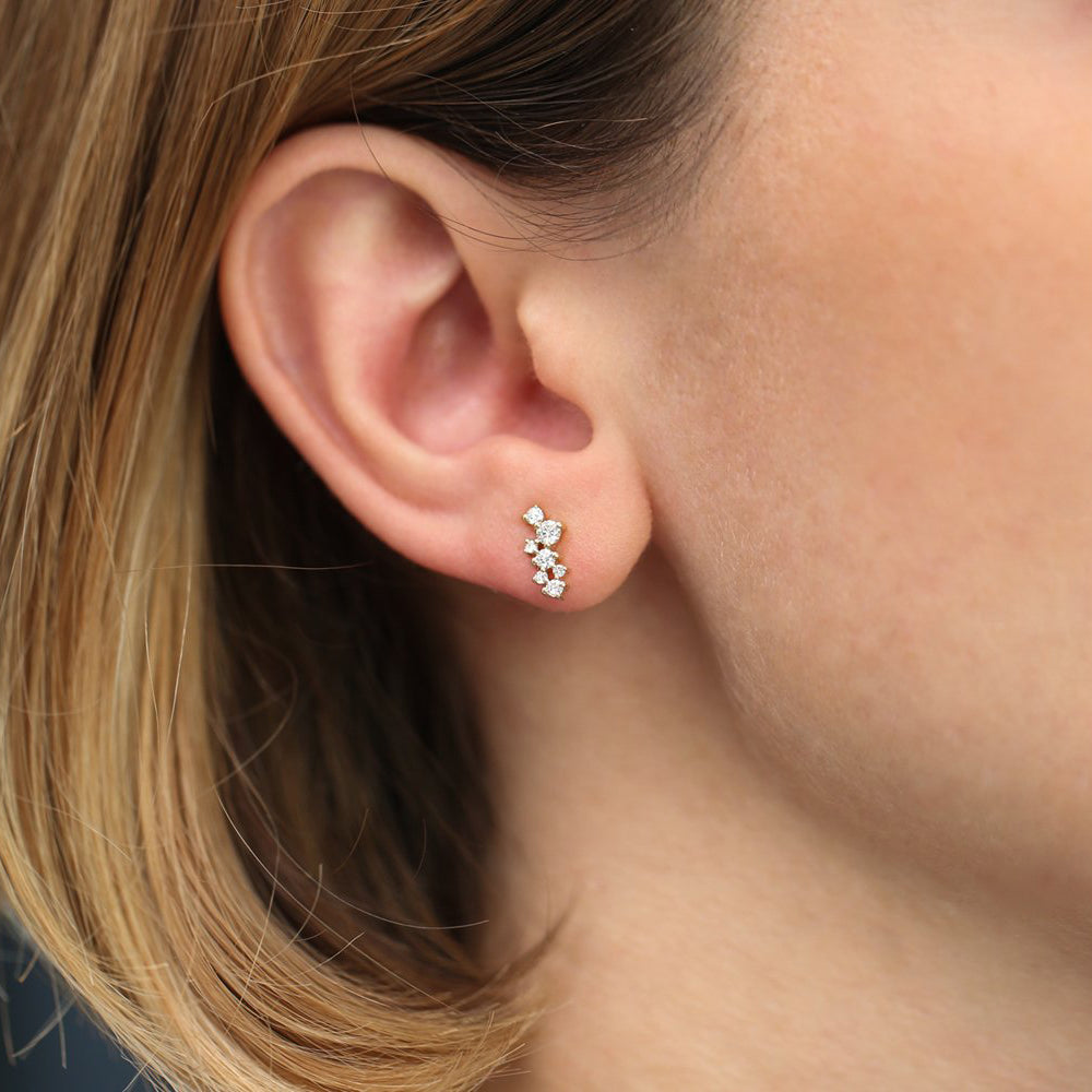 OBFJ0140 - 14K Rose Gold Diamond Cluster Earrings 4