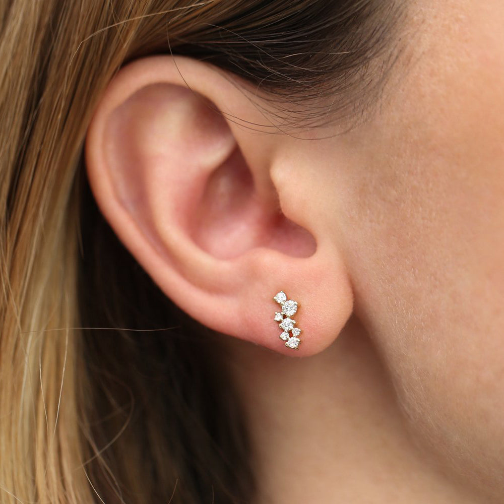 OBFJ0140 - 14K Rose Gold Diamond Cluster Earrings 3