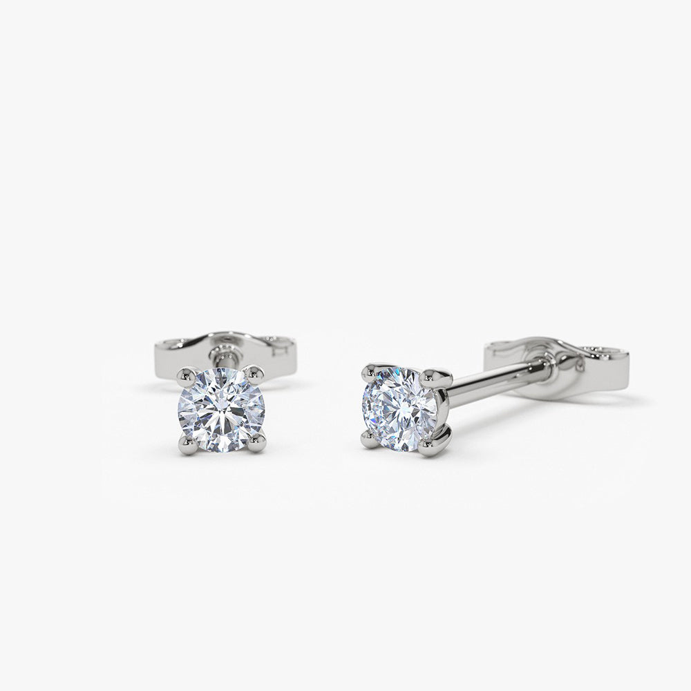 OBFJ1977 - 14k Prong Setting Round Diamond Studs 4
