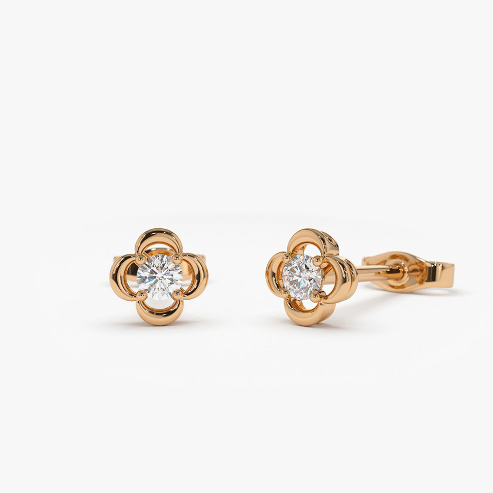 OBFJ2007 - 14k  Diamond Clover Earrings 4