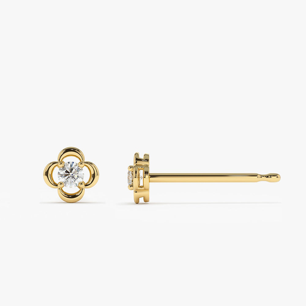 OBFJ2007 - 14k  Diamond Clover Earrings 6