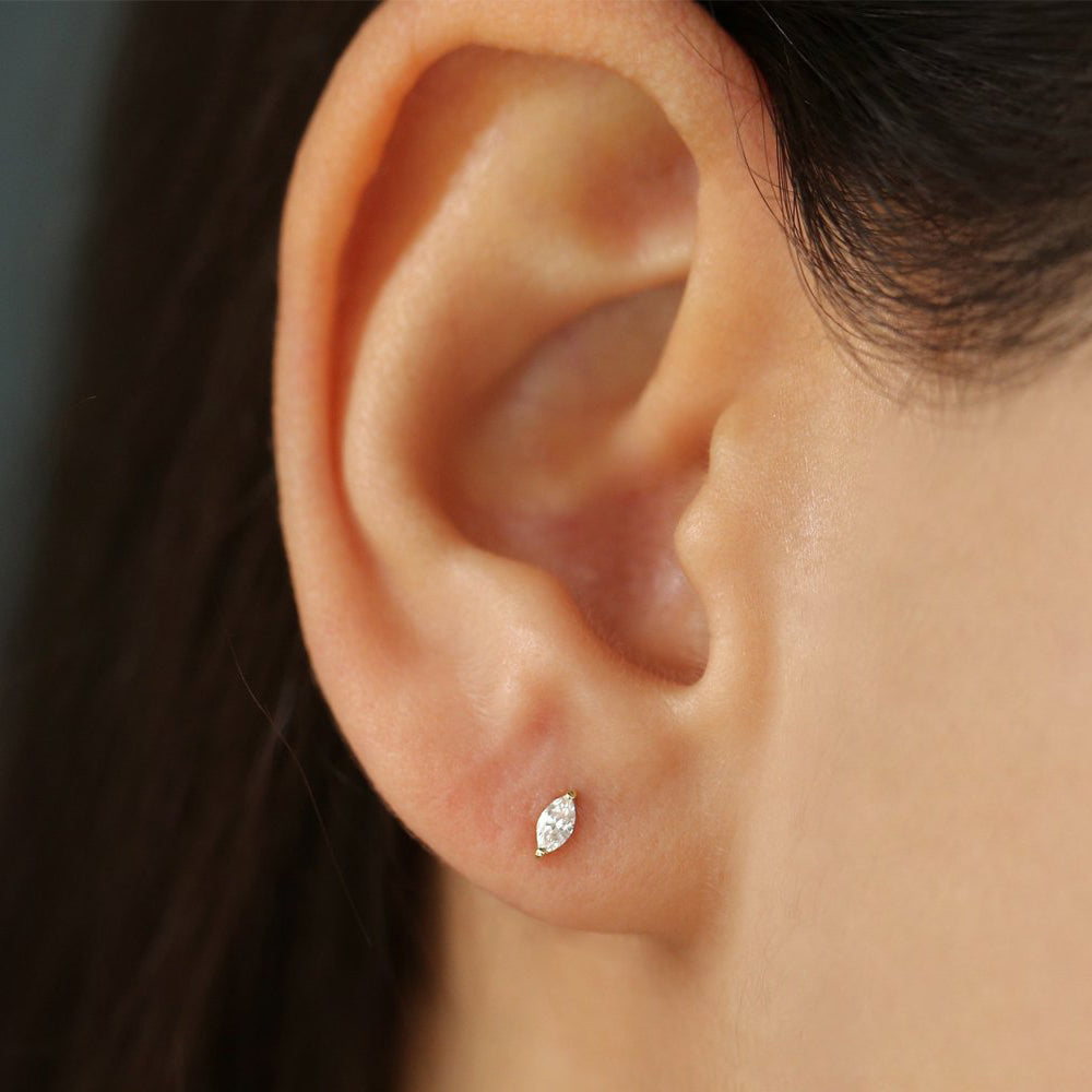 OBFJ0159 - 14k Rose Mini Marquise Diamond Studs 3