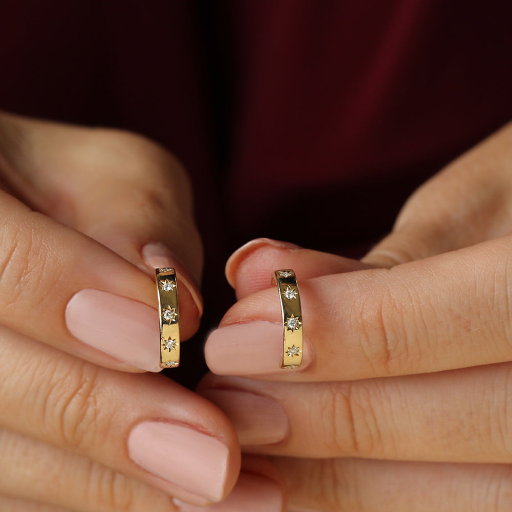 OBFJ2144 - 14k Starsetting Minimal Diamond Hoops 3