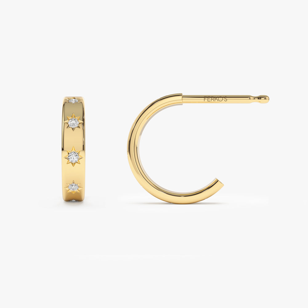OBFJ2144 - 14k Starsetting Minimal Diamond Hoops 8