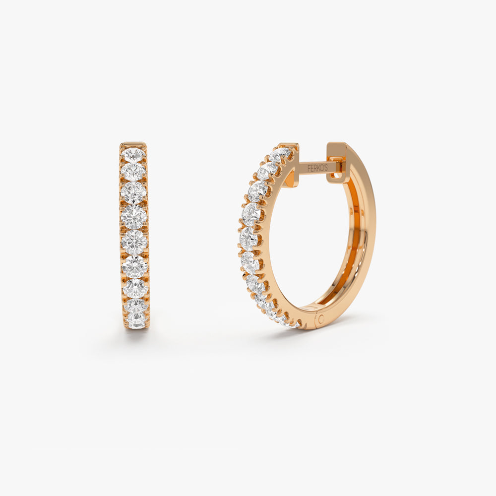 OBFJ1472 - 14k Diamond Huggies Earrings 16MM 5