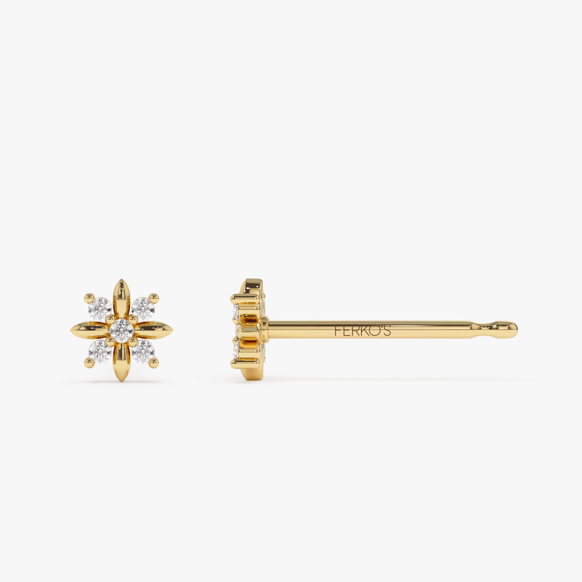 OBFJ1264 - Dainty Crisscross Cluster Diamond Studs earrings in selectable metal and diamond options - Roselle Jewelry view 8