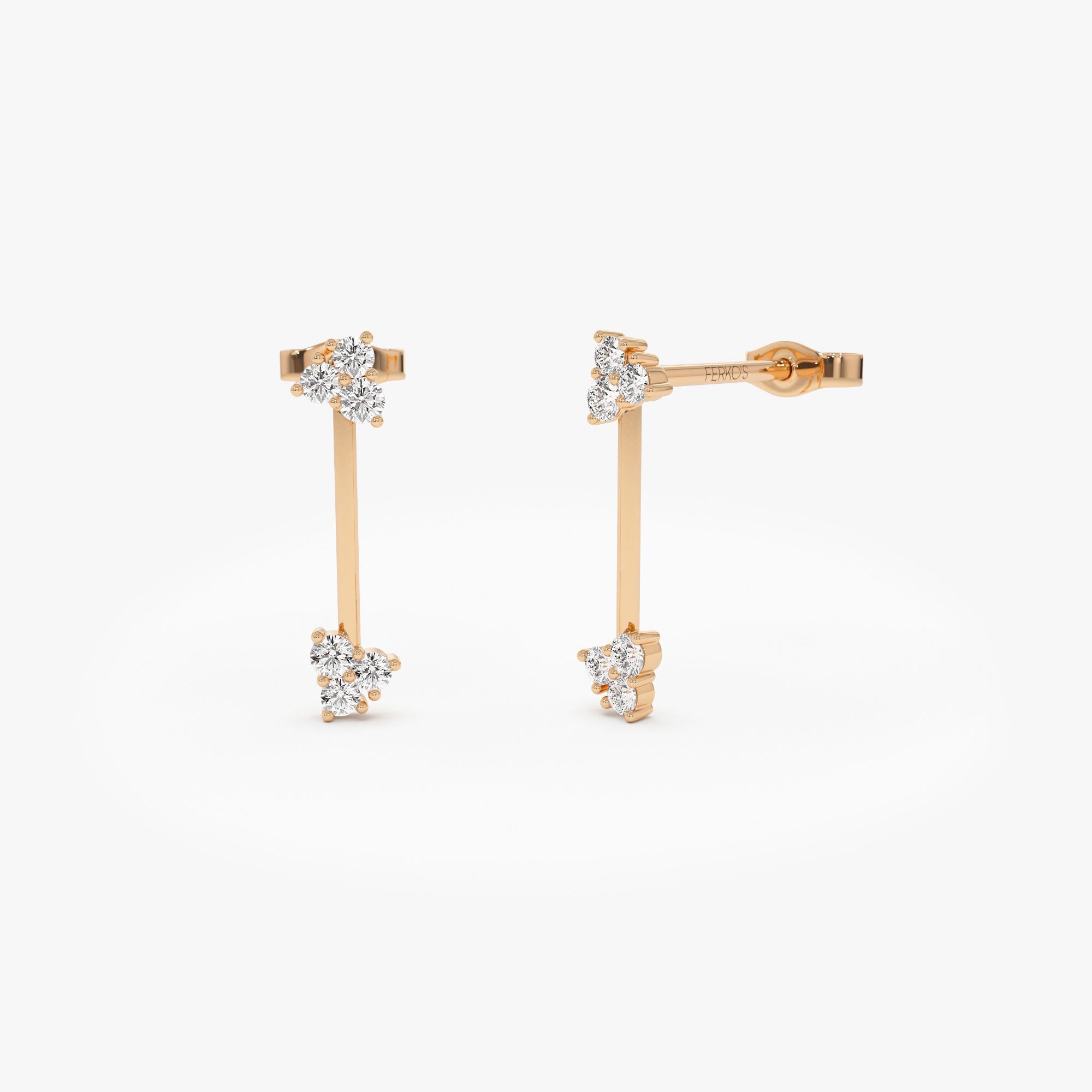 OBFJ1284 - 14k Vertical Bar Diamond Earrings 4