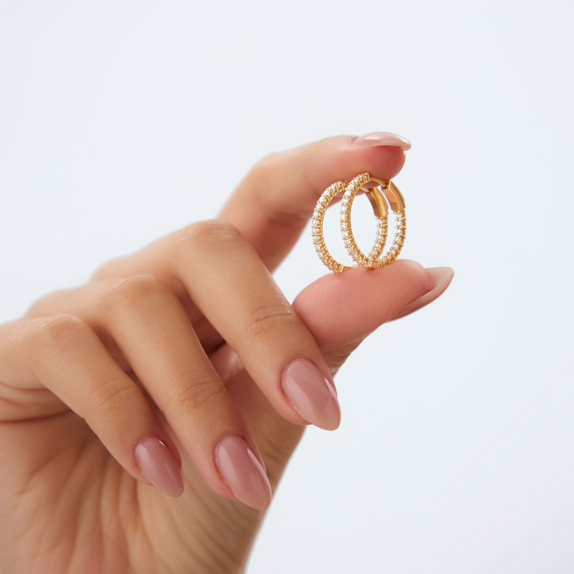 OBFJ0992 - 14Kt 21.5MM Inside Out Diamond Hoops 5