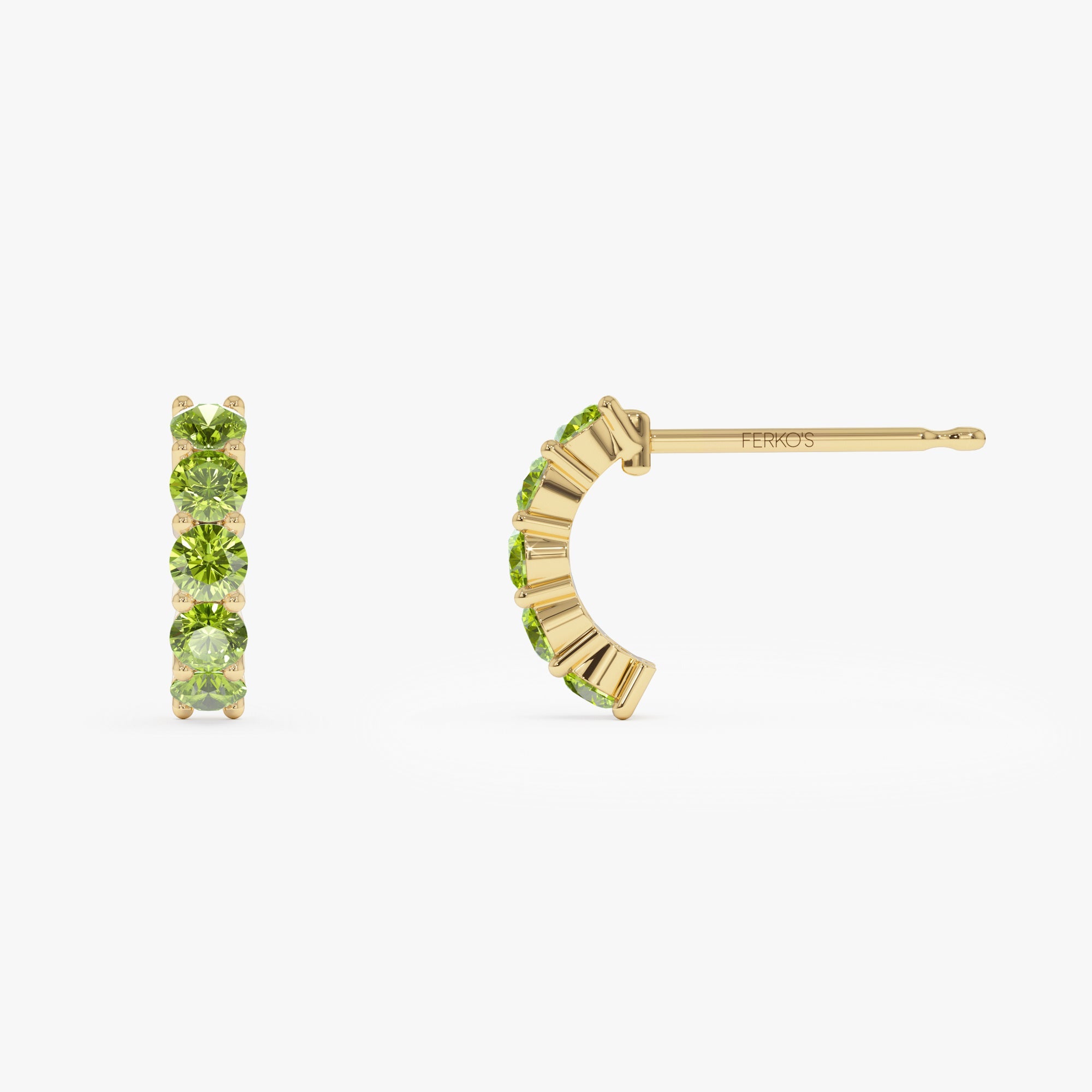 OBFJ0492 - 14K Prong Set Peridot Half Hoops 4