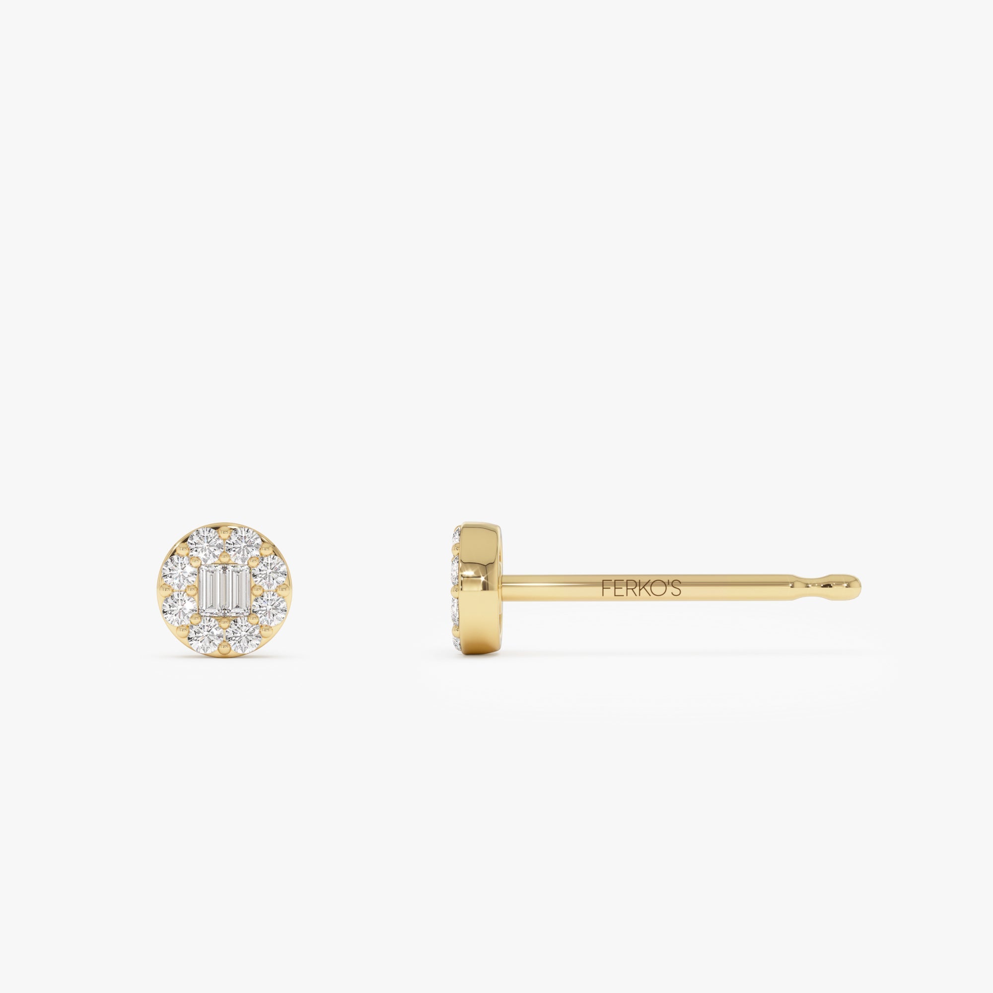 OBFJ0657 - Baguette Diamond Halo Earrings earrings in selectable metal and diamond options - Roselle Jewelry view 7