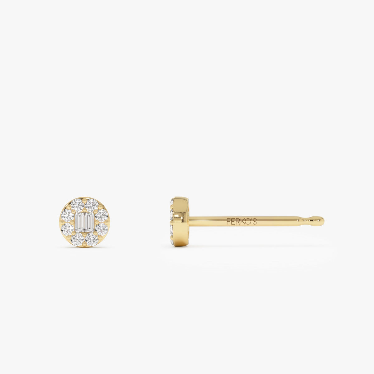 OBFJ0657 - Baguette Diamond Halo Earrings earrings in selectable metal and diamond options - Roselle Jewelry view 7