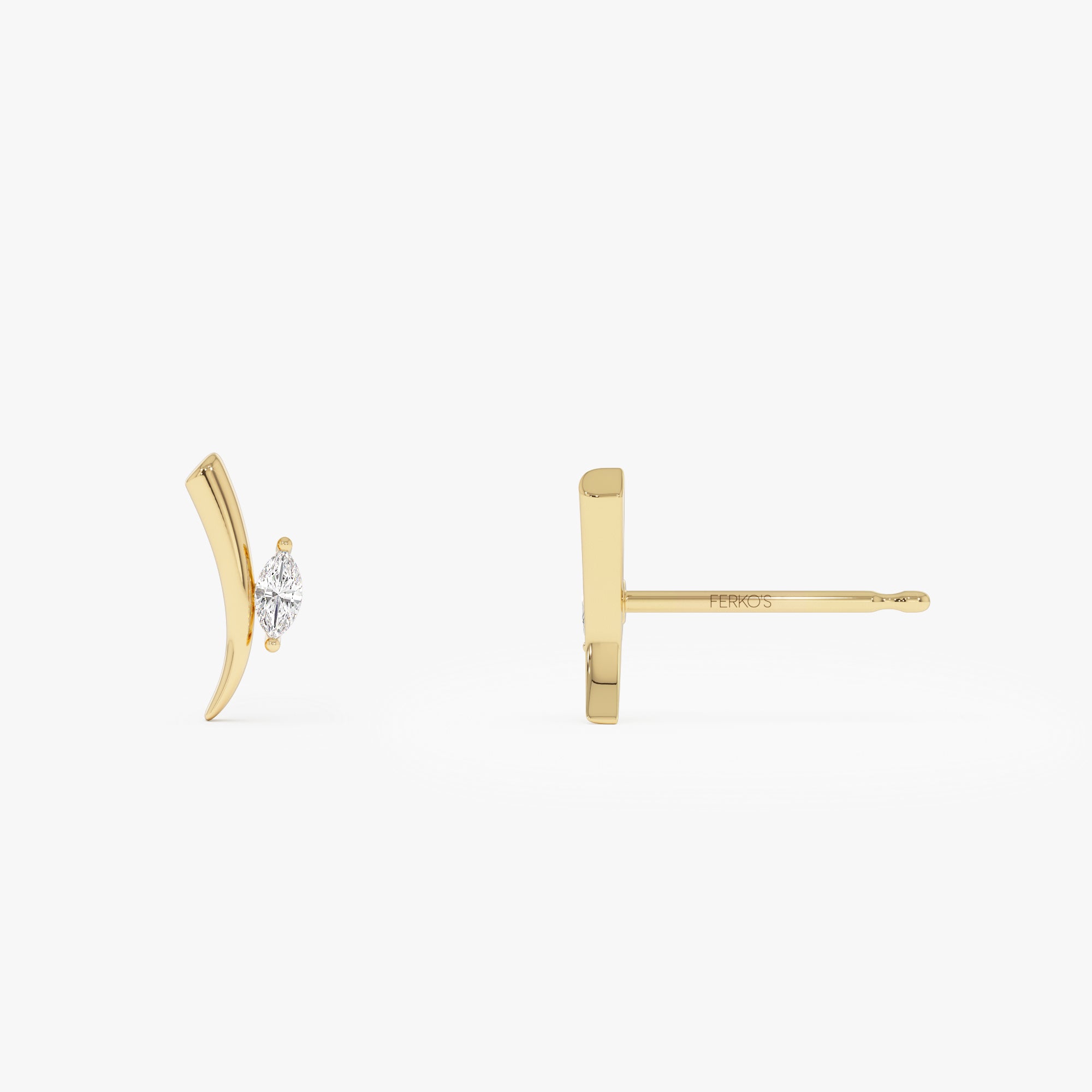 OBFJ0632 - Diamond Bar Stud Earrings earrings in selectable metal and diamond options - Roselle Jewelry view 7