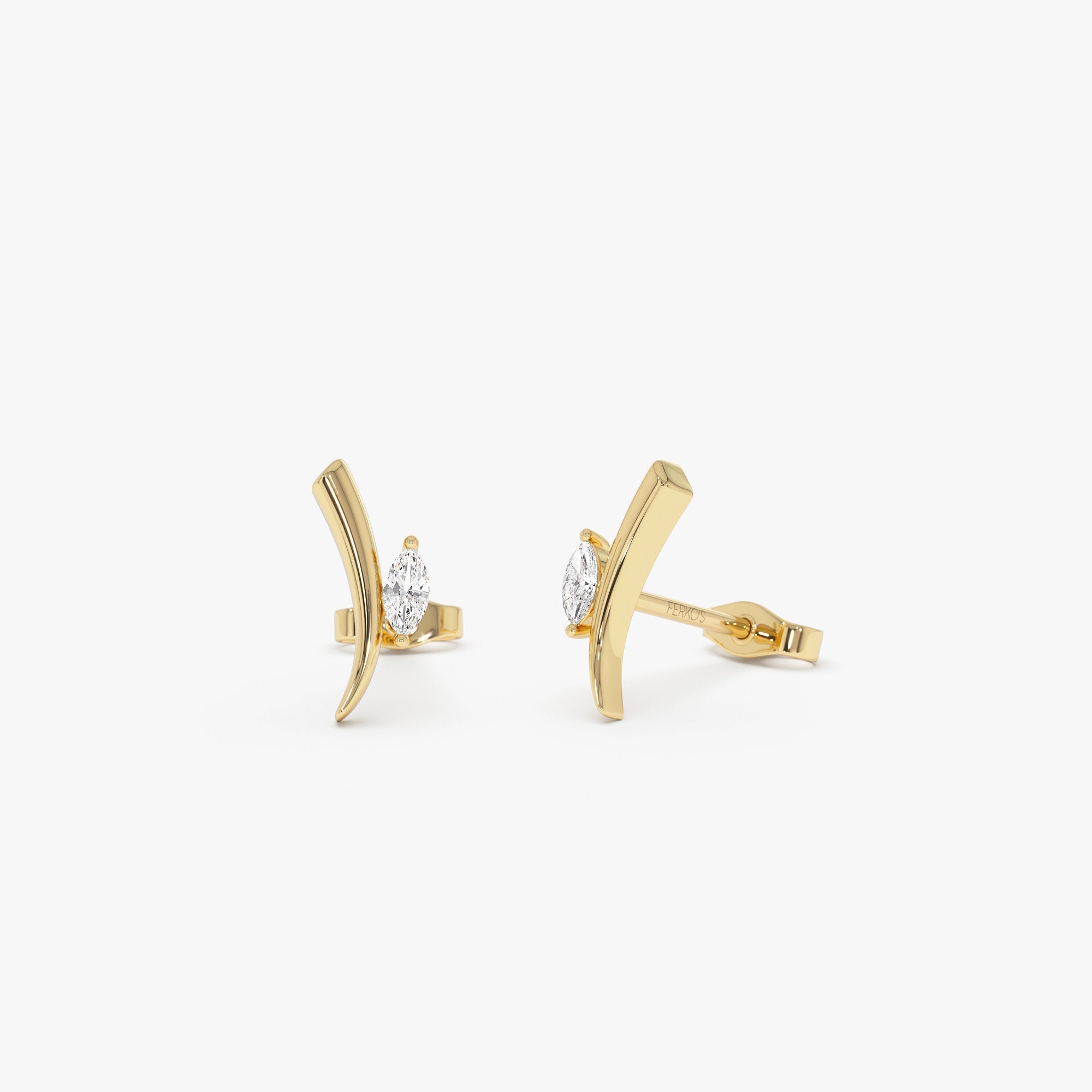 OBFJ0632 - Diamond Bar Stud Earrings earrings in selectable metal and diamond options - Roselle Jewelry view 1