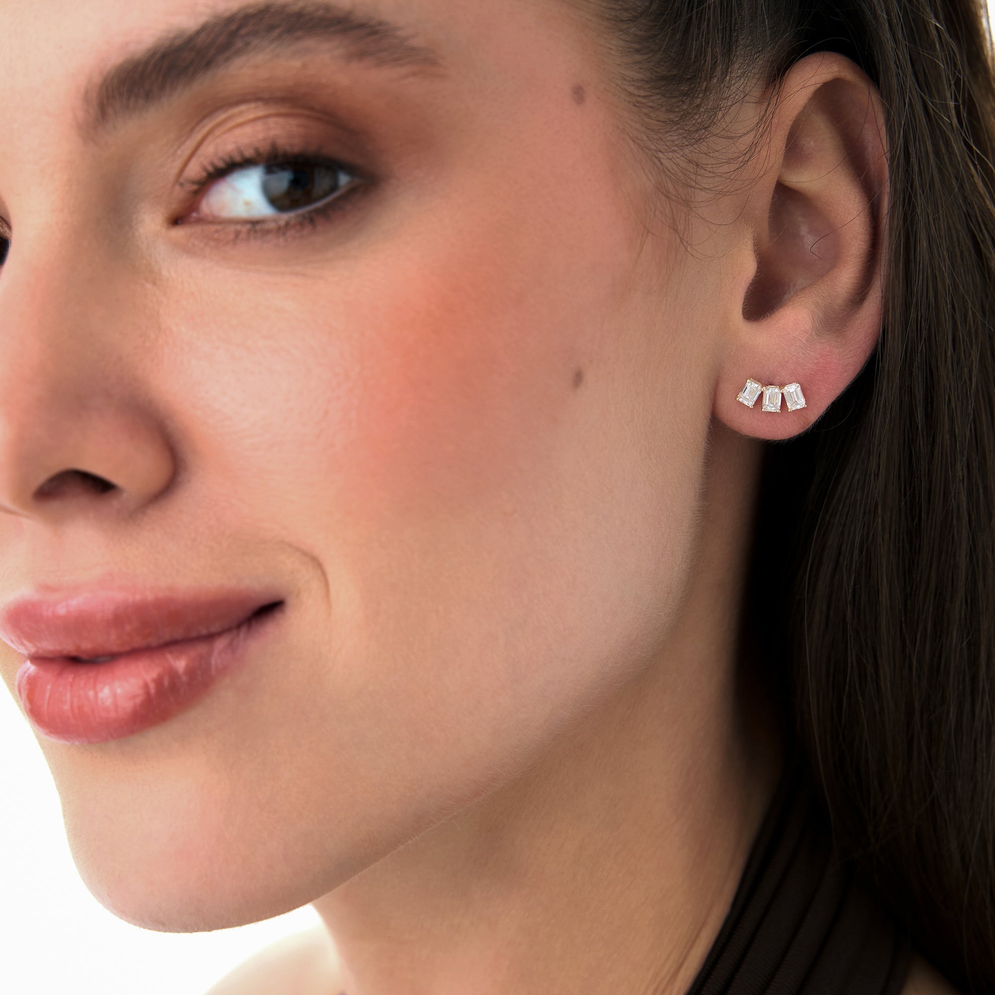 OBFJ0579 - 1.20 Ctw Lab Grown Emerald Cut Diamond Stud Earrings - Alba 4