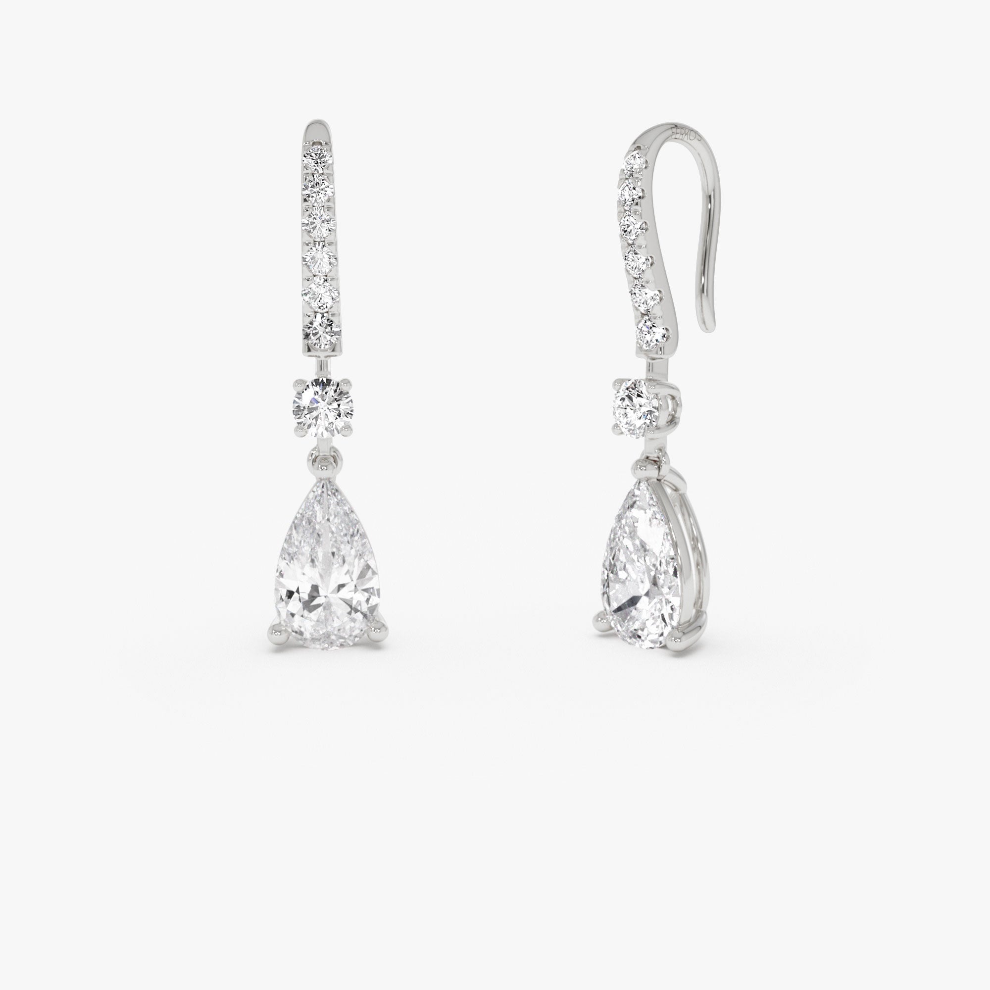 OBFJ0367 - 2.45 Ctw 14k Pear Shape and Round Lab Grown Diamond Drop Earrings - Cyra 4