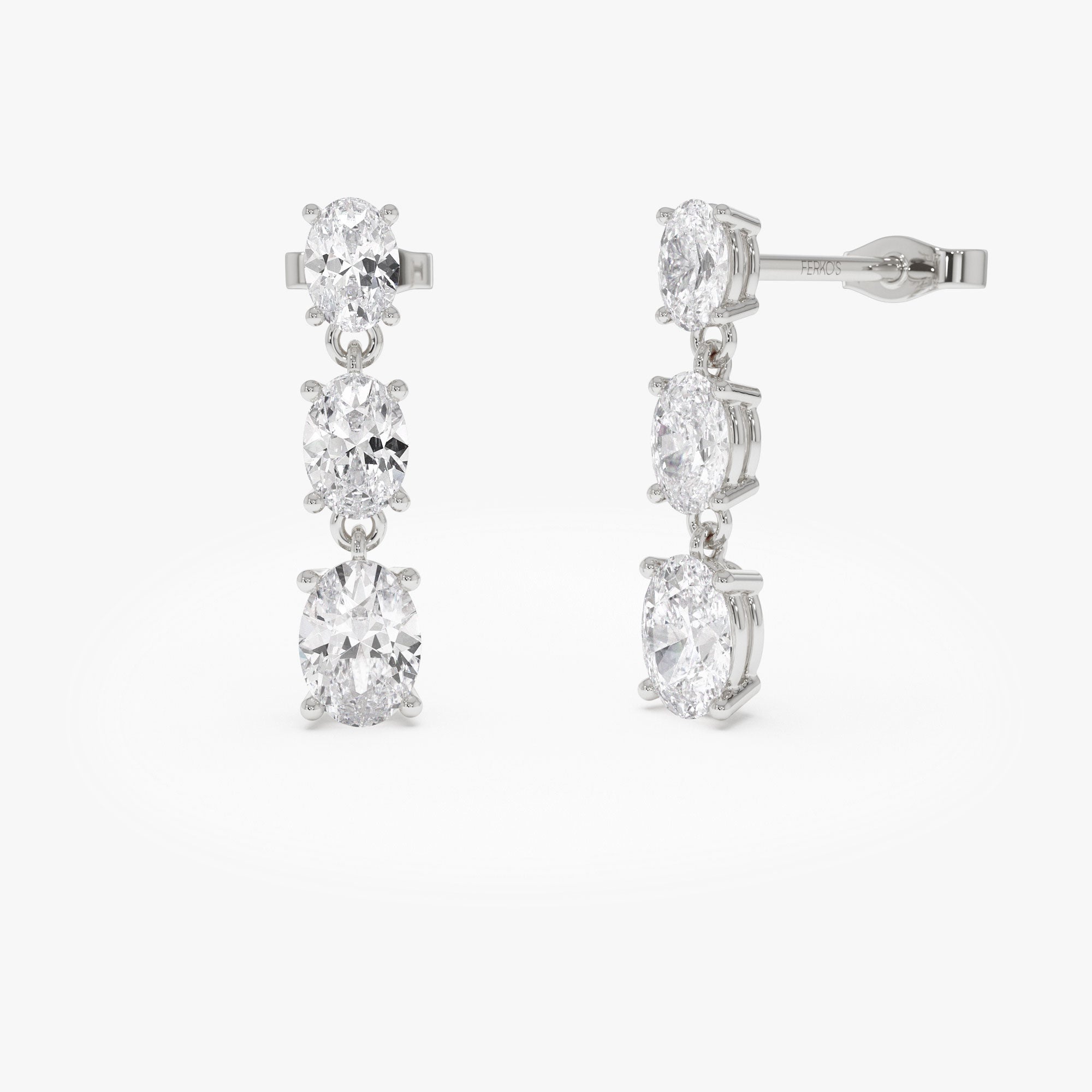OBFJ0339 - 2.00 Ctw 14k Oval Shape Lab Grown Diamond Dangling Earrings - Zara 4