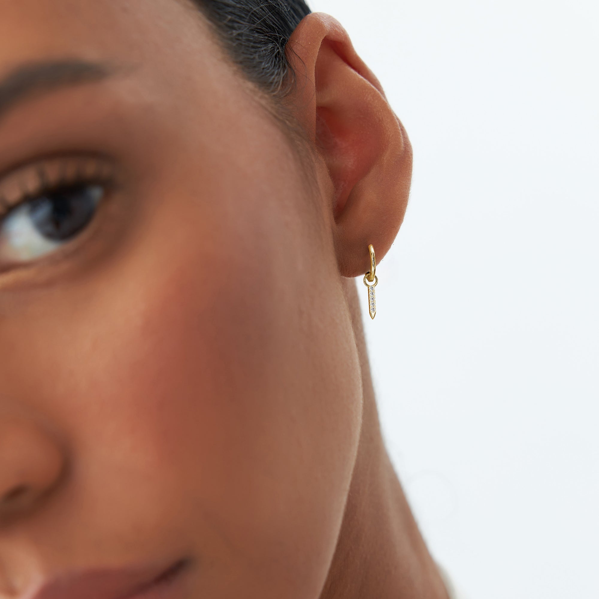OBFJ1068 - 14k Diamond Spike Hoop Charm 3