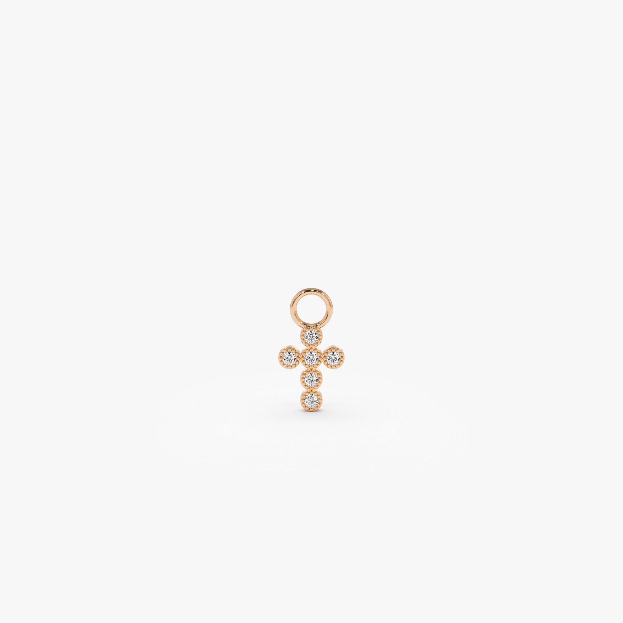 OBFJ1067 - Diamond Cross Hoop Charm earrings in selectable metal and diamond options - Roselle Jewelry view 4
