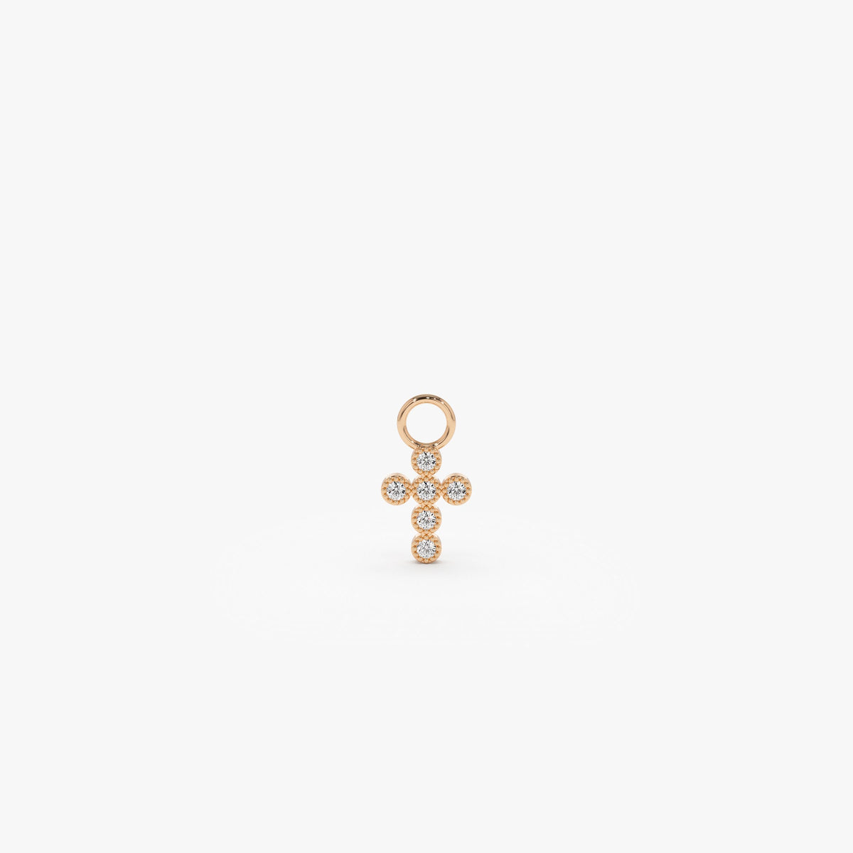 OBFJ1067 - Diamond Cross Hoop Charm earrings in selectable metal and diamond options - Roselle Jewelry view 4