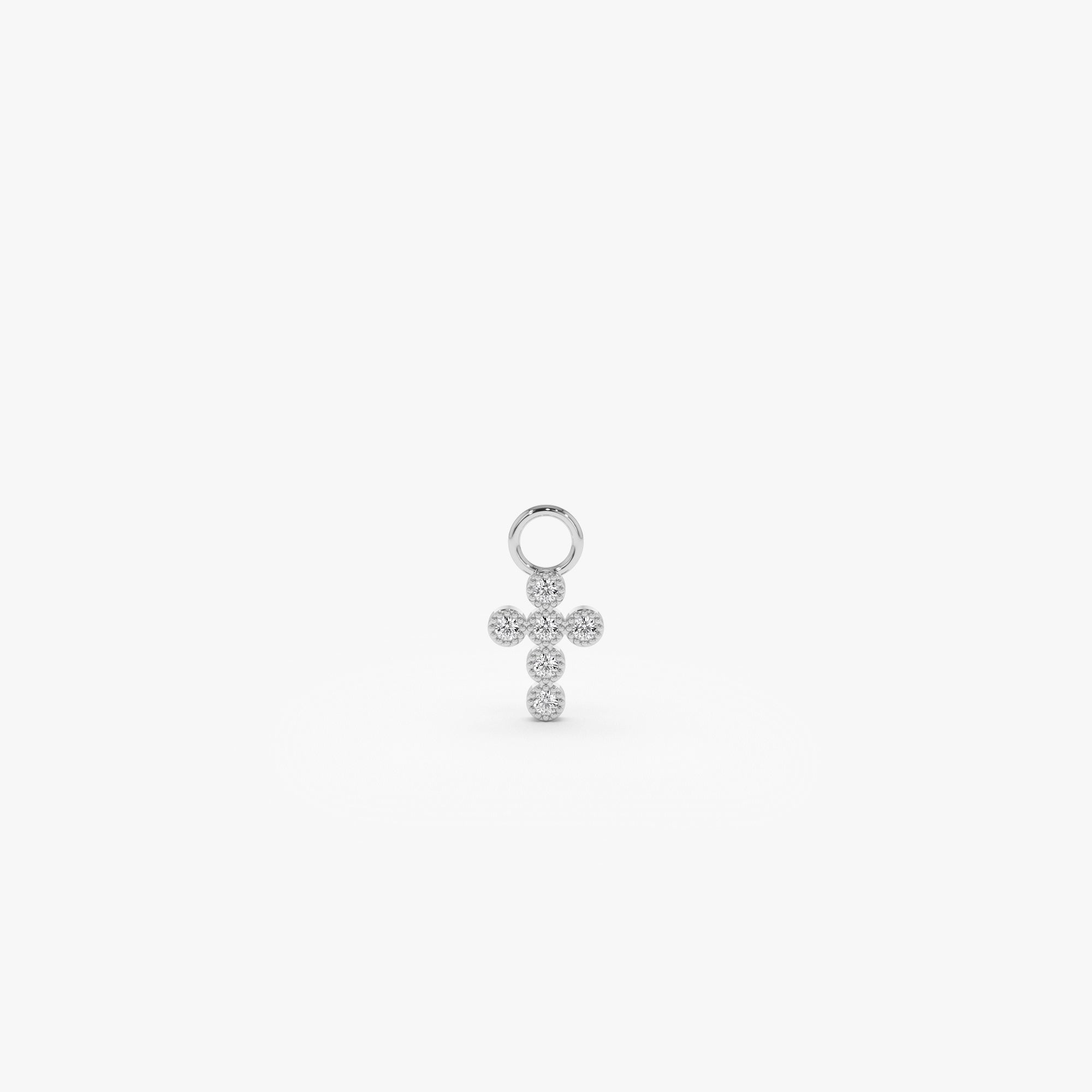 OBFJ1067 - Diamond Cross Hoop Charm earrings in selectable metal and diamond options - Roselle Jewelry view 5