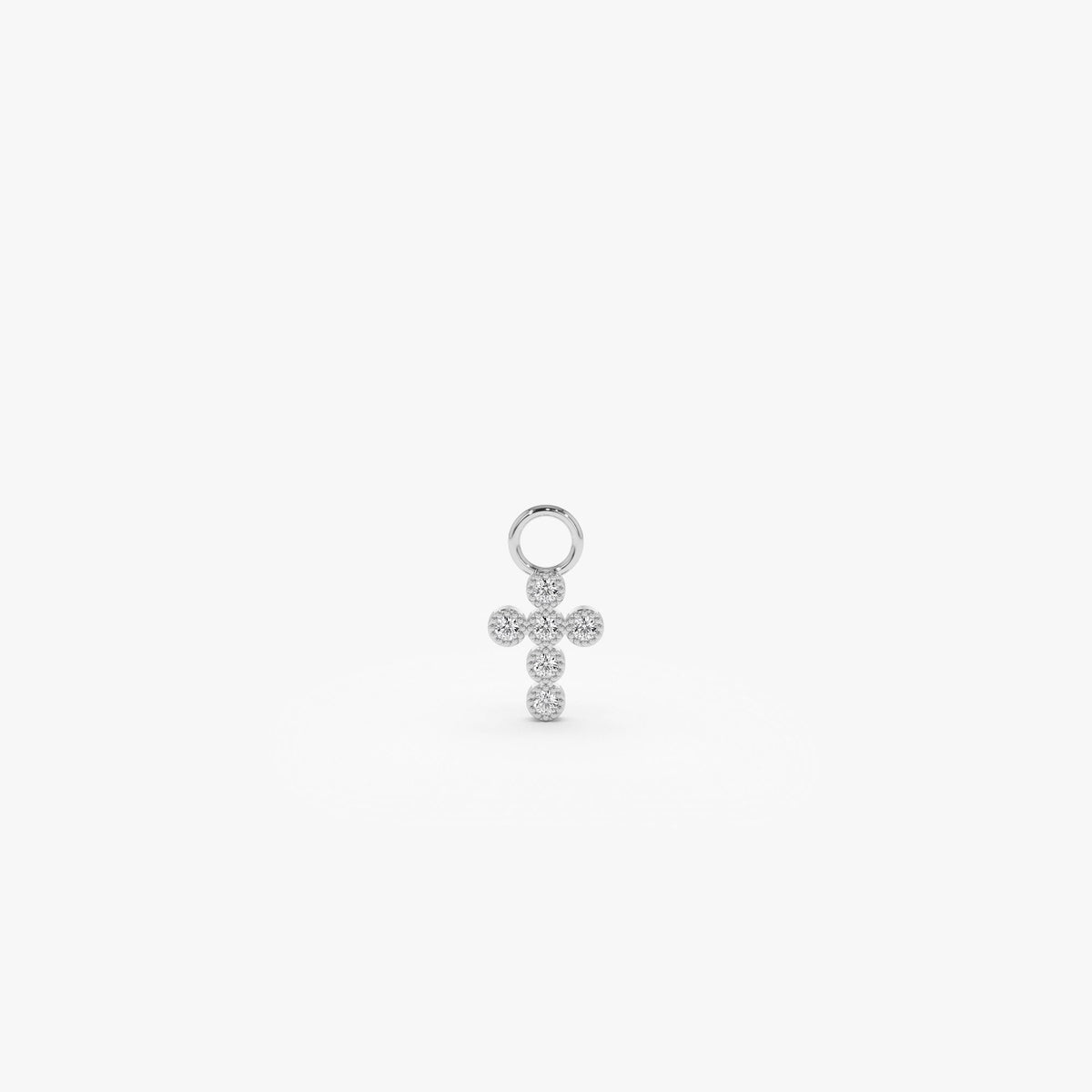 OBFJ1067 - Diamond Cross Hoop Charm earrings in selectable metal and diamond options - Roselle Jewelry view 5