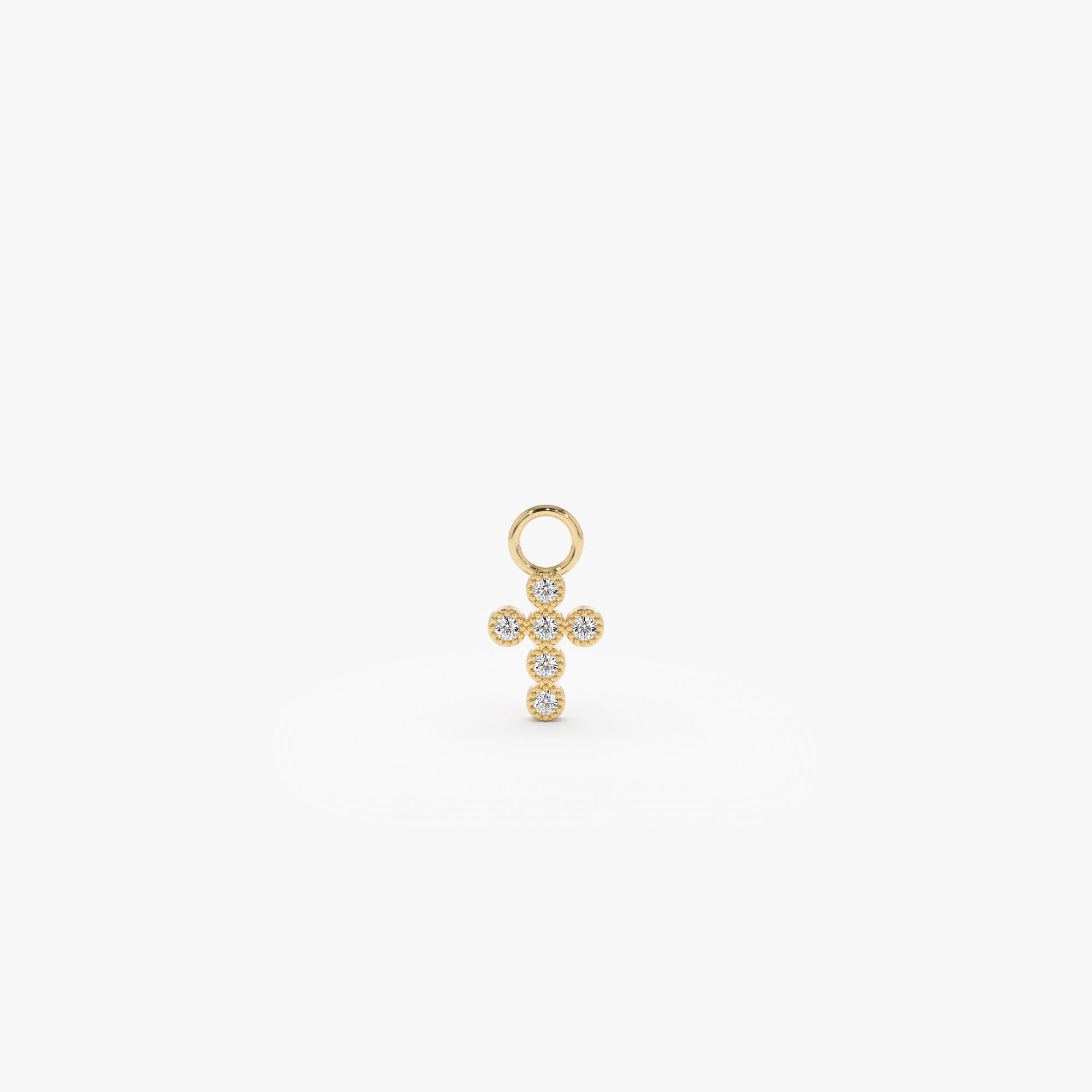 OBFJ1067 - Diamond Cross Hoop Charm earrings in selectable metal and diamond options - Roselle Jewelry view 1
