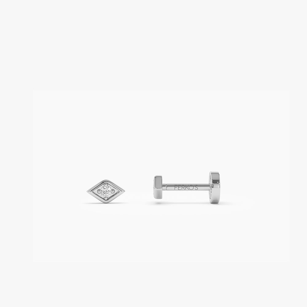 OBFJ0277 - 14K Gold Evil Eye Diamond Flat Back Stud 3