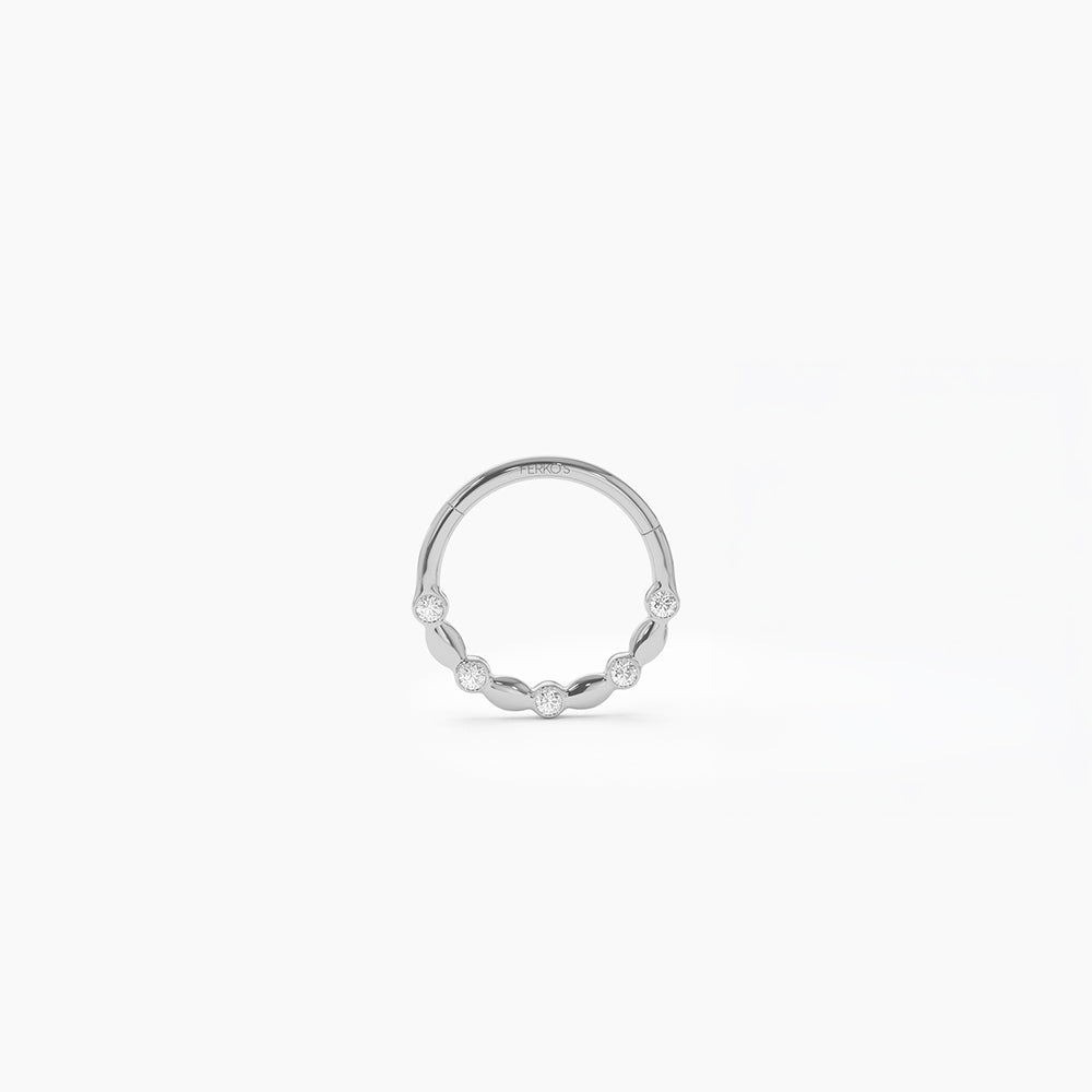 OBFJ0094 - 14K Gold Diamond Beaded Eternity Hoop Earring 3