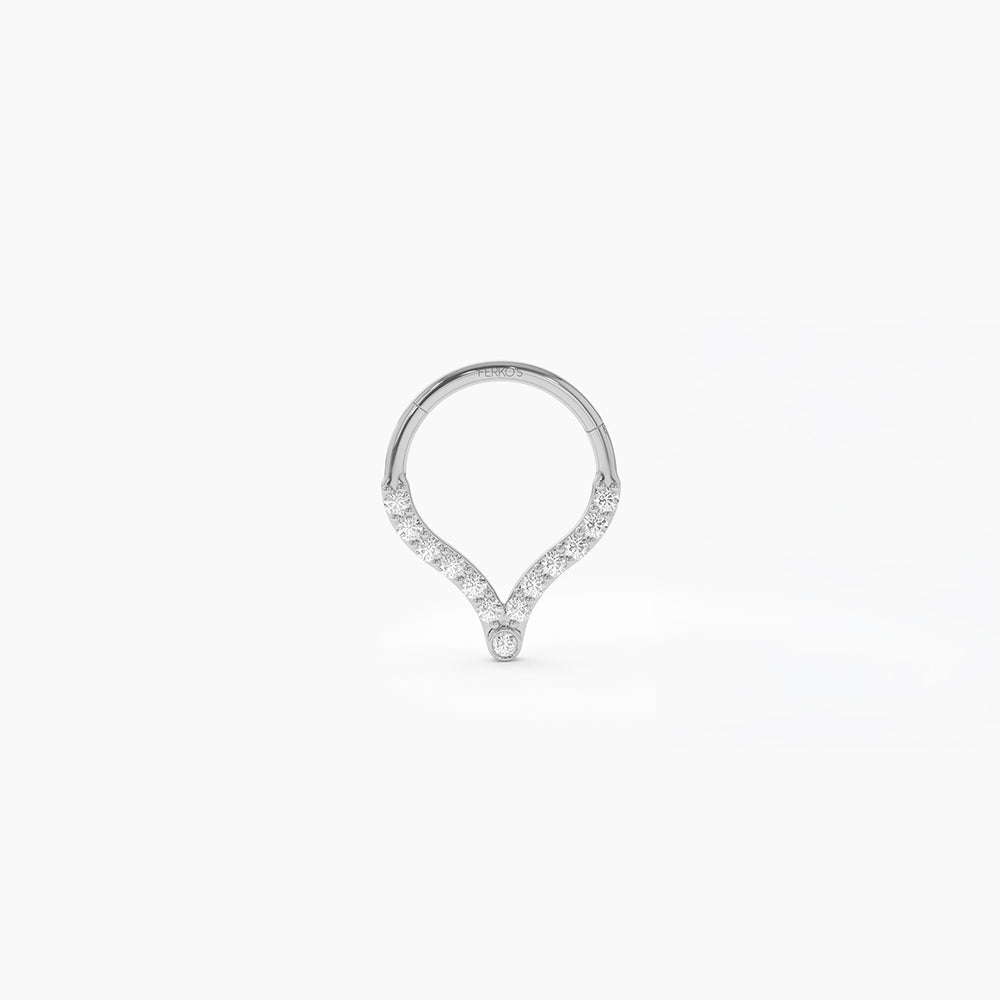OBFJ0099 - 14K Gold Diamond Teardrop Cartilage Hoop (Conch, Helix, Tragus) 4