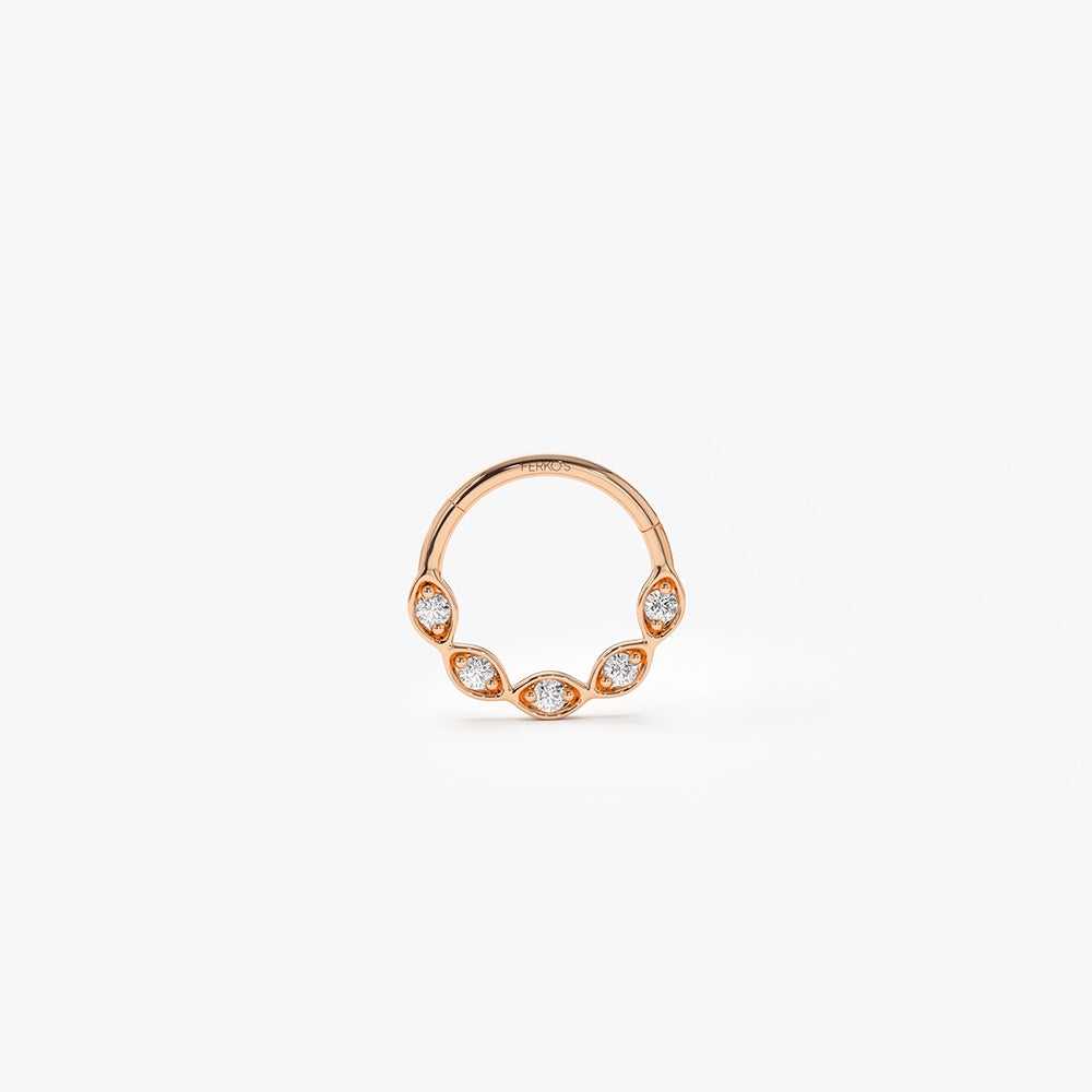 OBFJ0098 - 14K Gold Diamond Cartilage Hoop (Conch, Helix, Tragus) 2