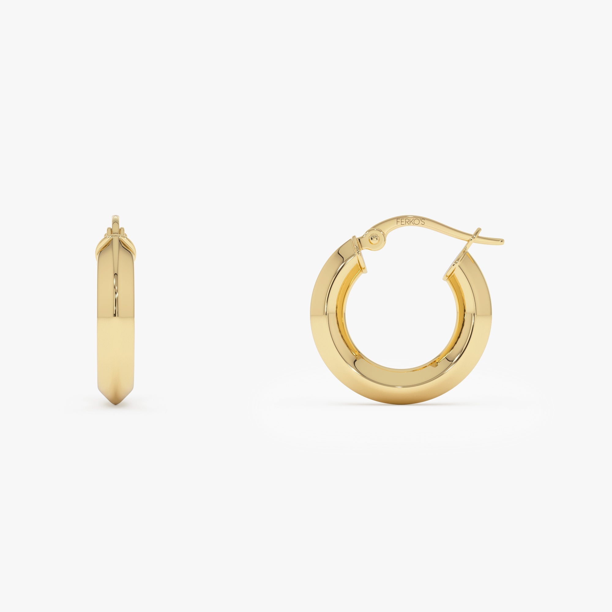 OBFJ0776 - 14k Mirror Finish Hoop Earrings 4