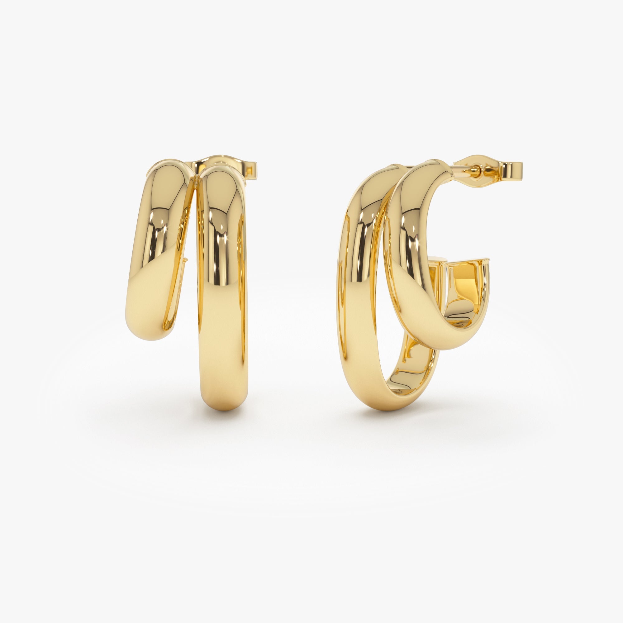OBFJ0762 - 14k Modern Double Hoop Earrings 1
