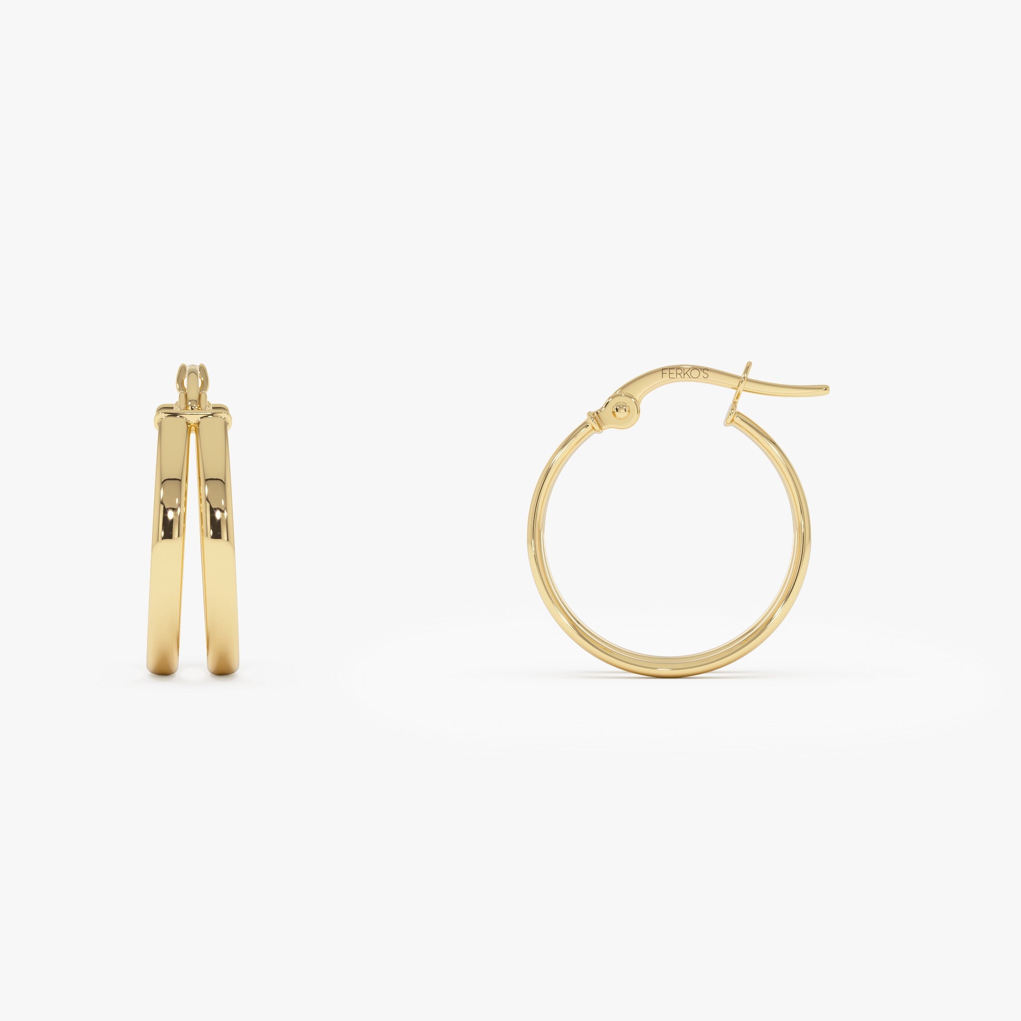 OBFJ0697 - 14K Gold 16MM Dual Row Hoops 7
