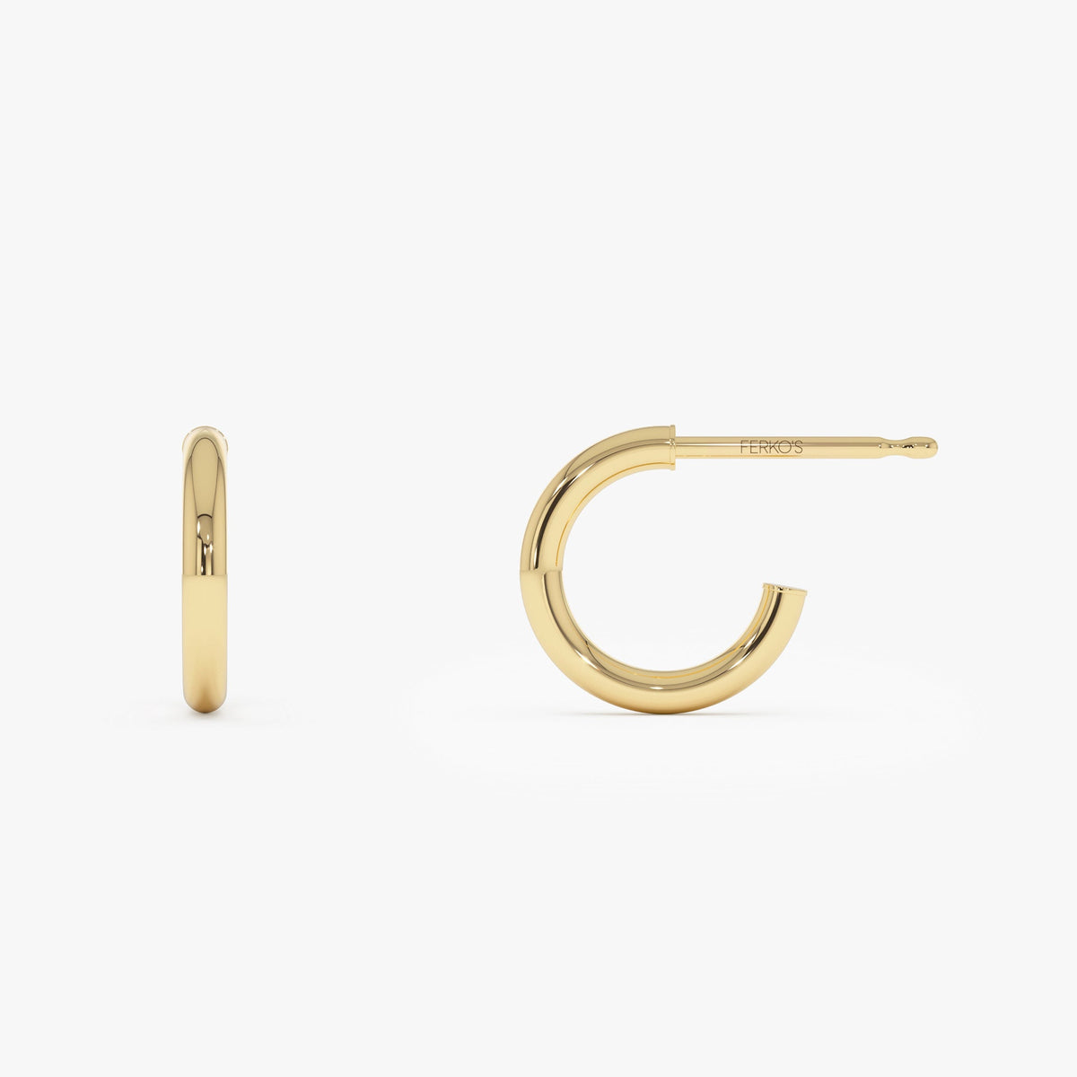 OBFJ0742 - 2MM Dainty Gold Hoops earrings in selectable metal and diamond options - Roselle Jewelry view 7