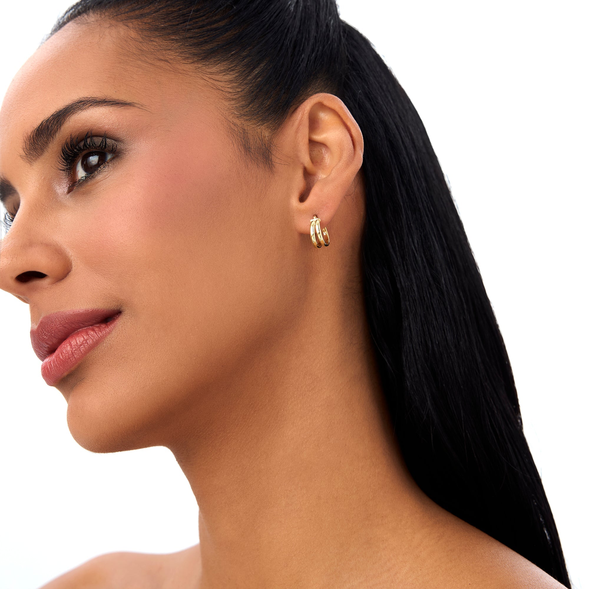 OBFJ0337 - 14k Small Two Row Hoop Earrings 4