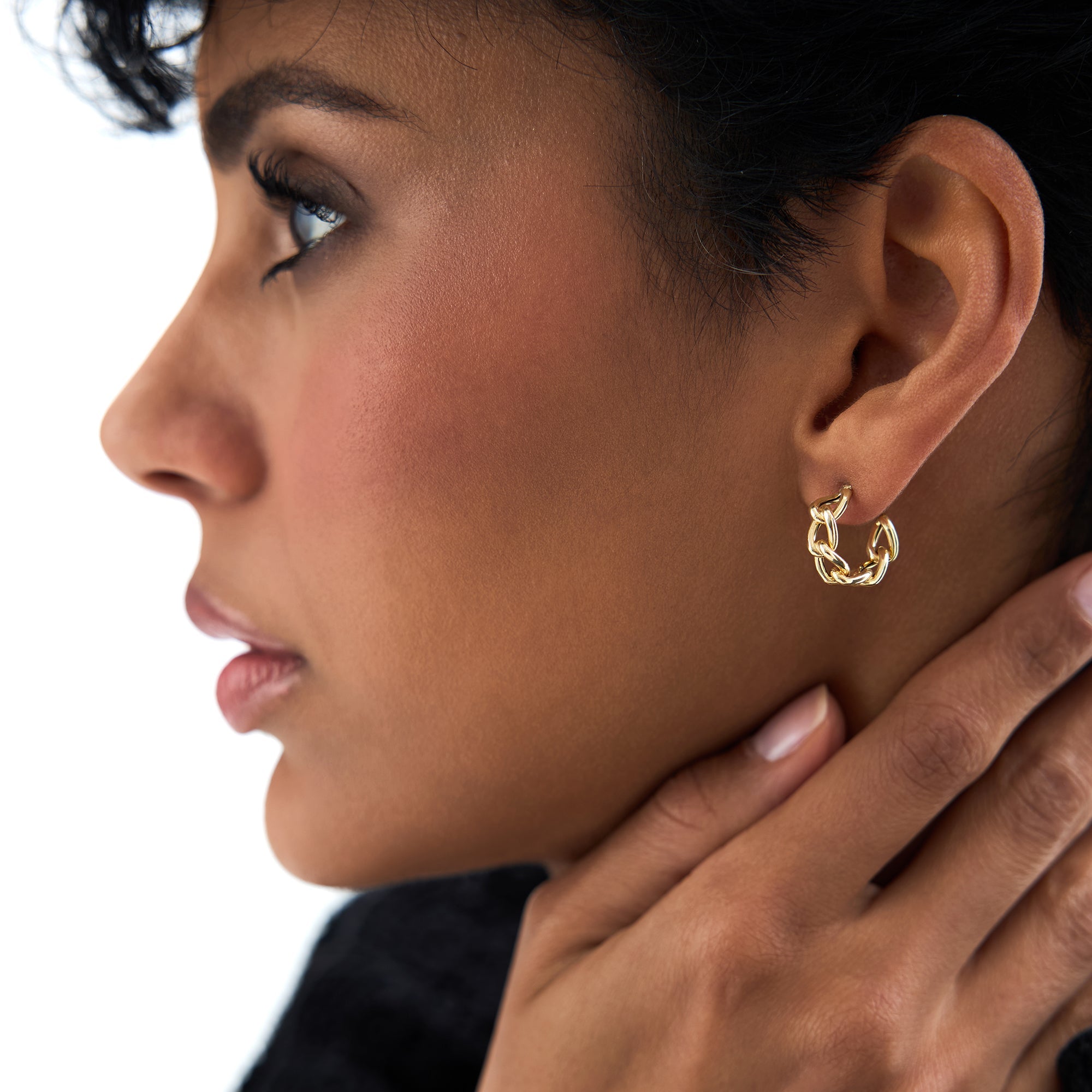 OBFJ0696 - 14K Gold 15MM Link Hoops 3