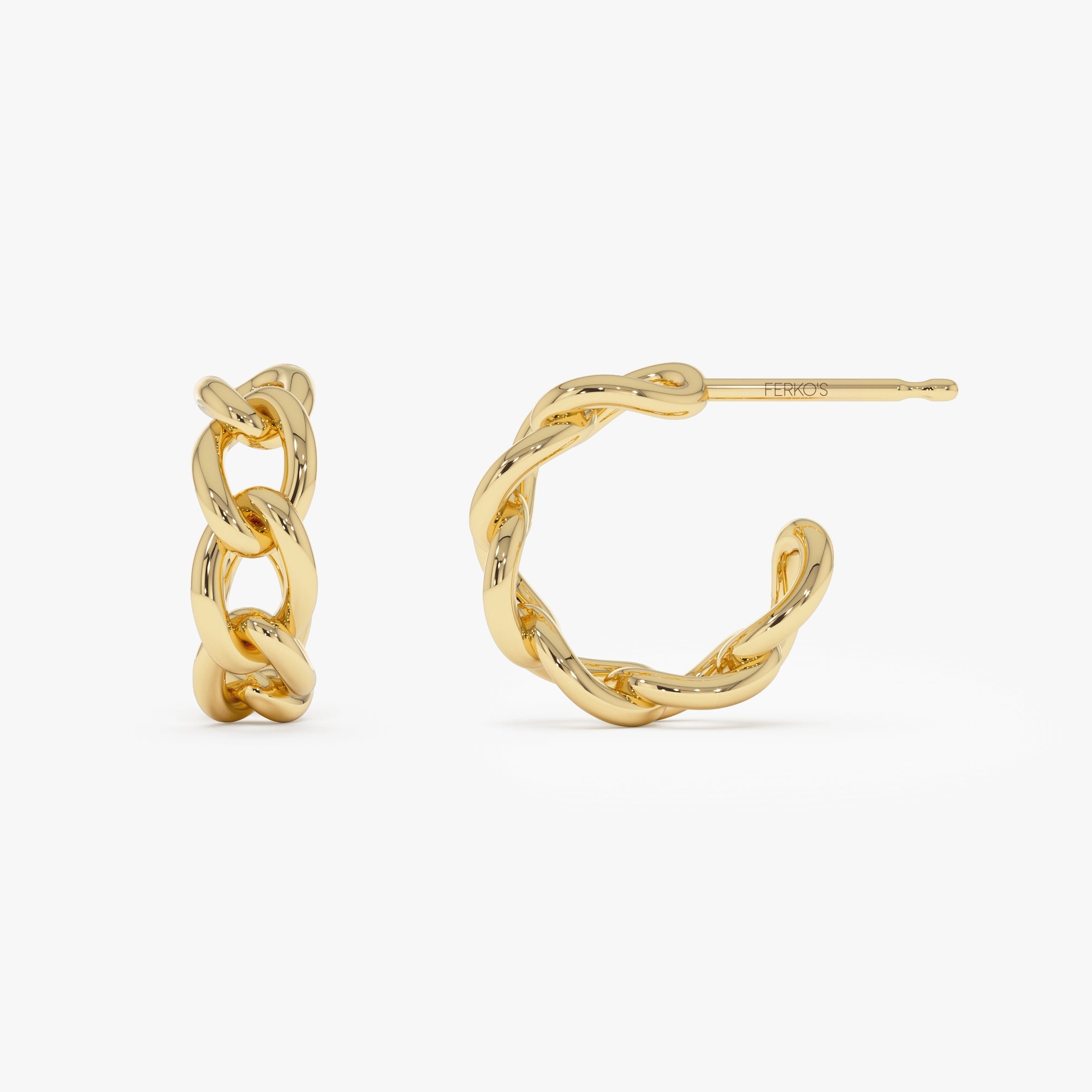 OBFJ0696 - 14K Gold 15MM Link Hoops 6