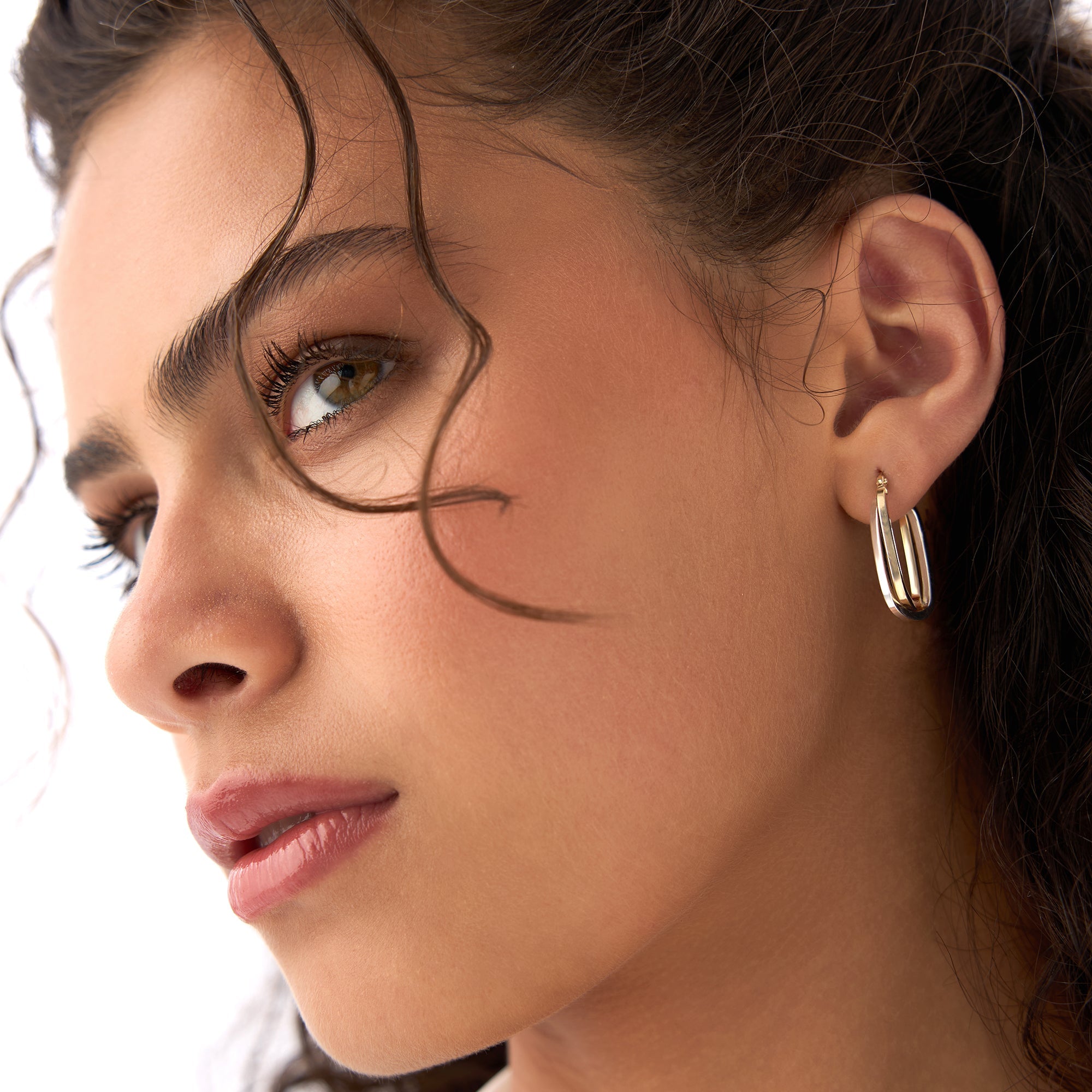 OBFJ0323 - 14k Mixed Metal Gold Hoop Earrings 15MM 2