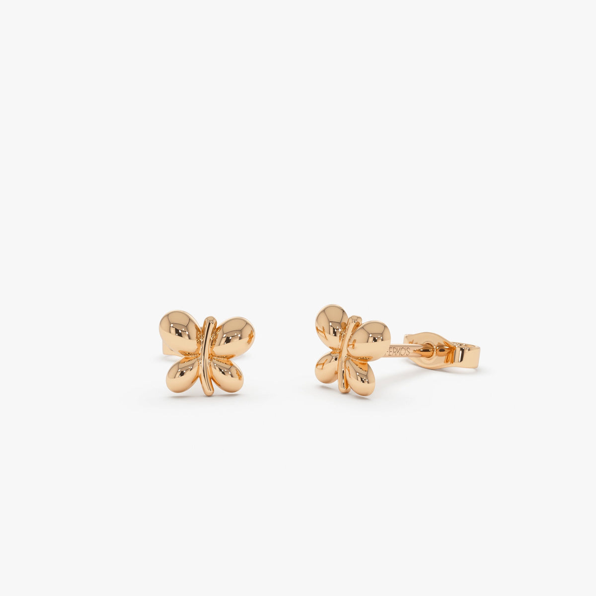 OBFJ0447 - Bubble Butterfly Stud Earrings earrings in selectable metal and diamond options - Roselle Jewelry view 4
