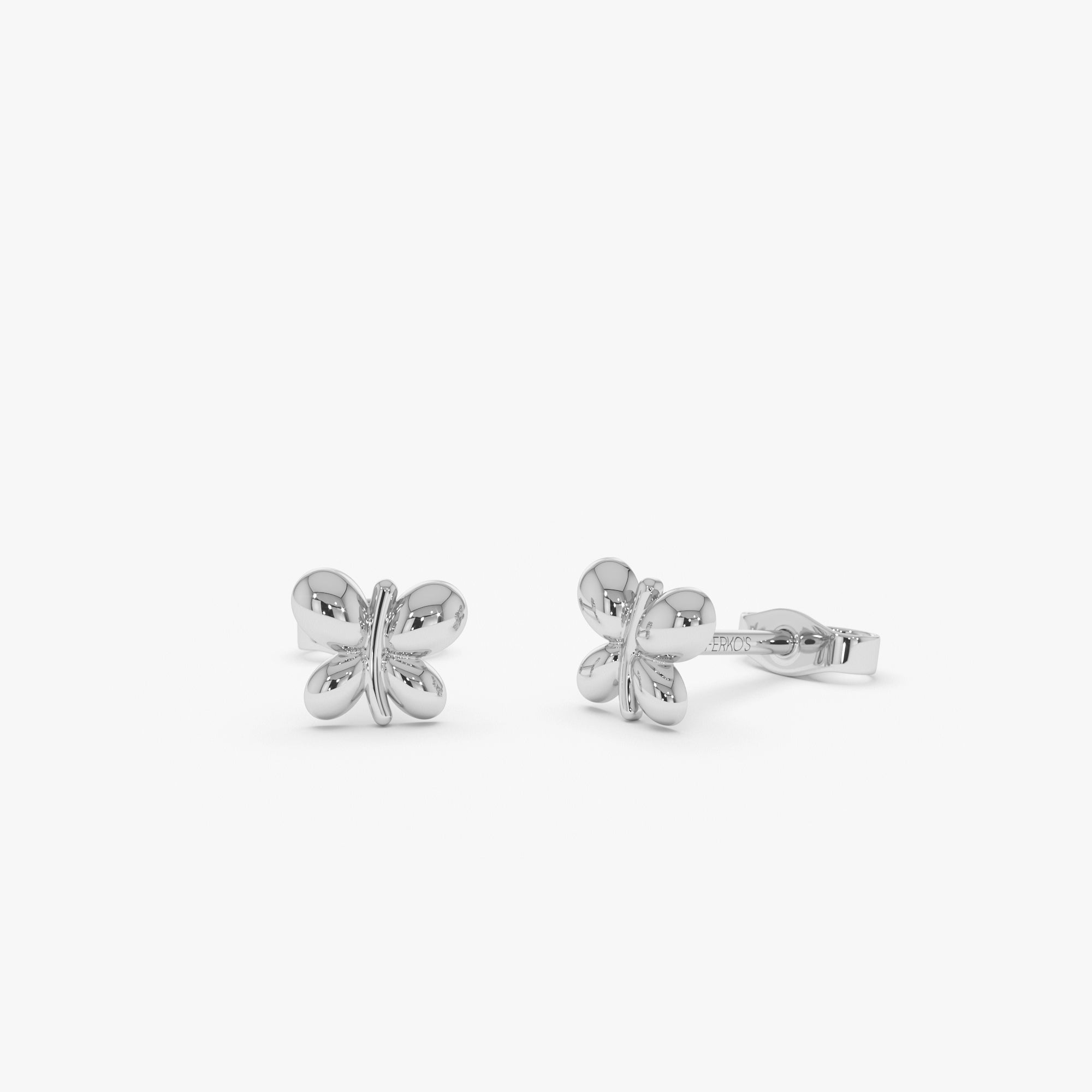 OBFJ0447 - Bubble Butterfly Stud Earrings earrings in selectable metal and diamond options - Roselle Jewelry view 5