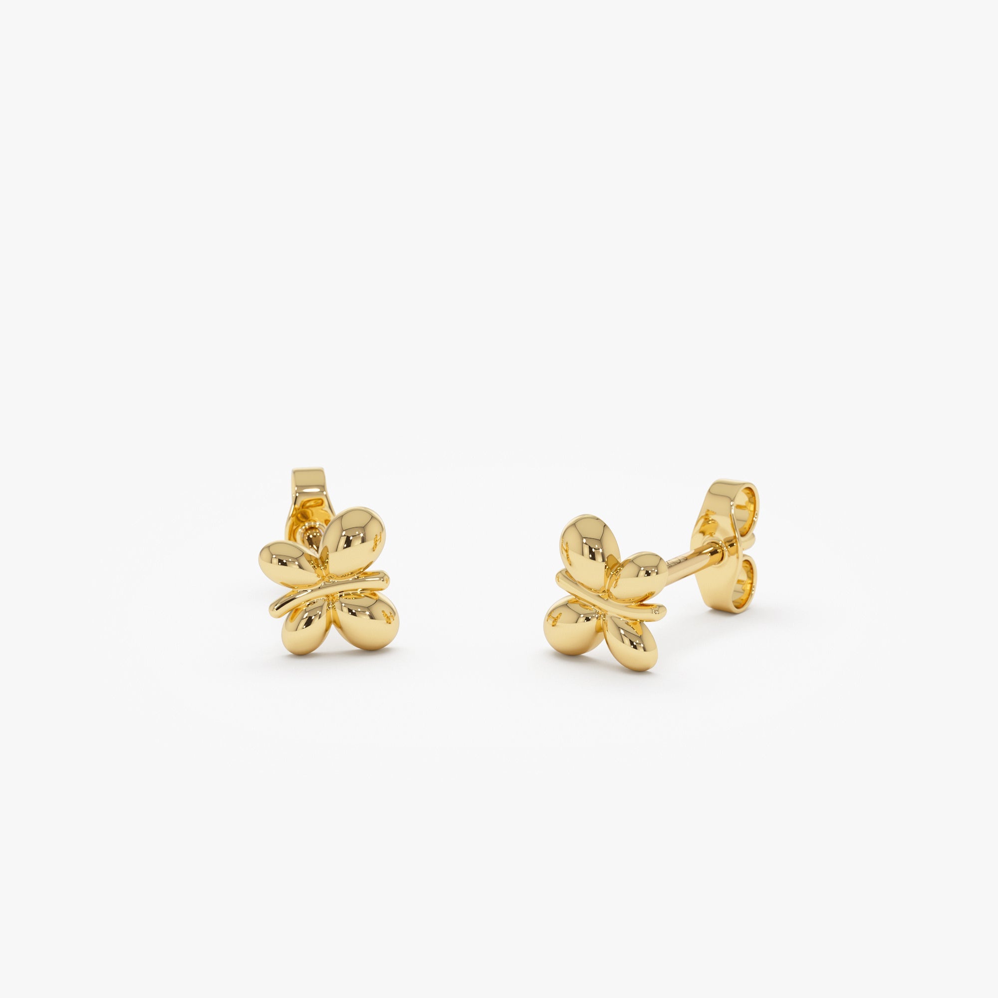 OBFJ0447 - Bubble Butterfly Stud Earrings earrings in selectable metal and diamond options - Roselle Jewelry view 6