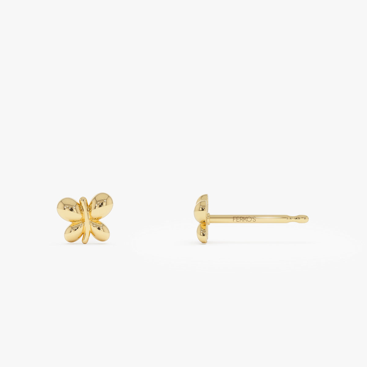 OBFJ0447 - Bubble Butterfly Stud Earrings earrings in selectable metal and diamond options - Roselle Jewelry view 7