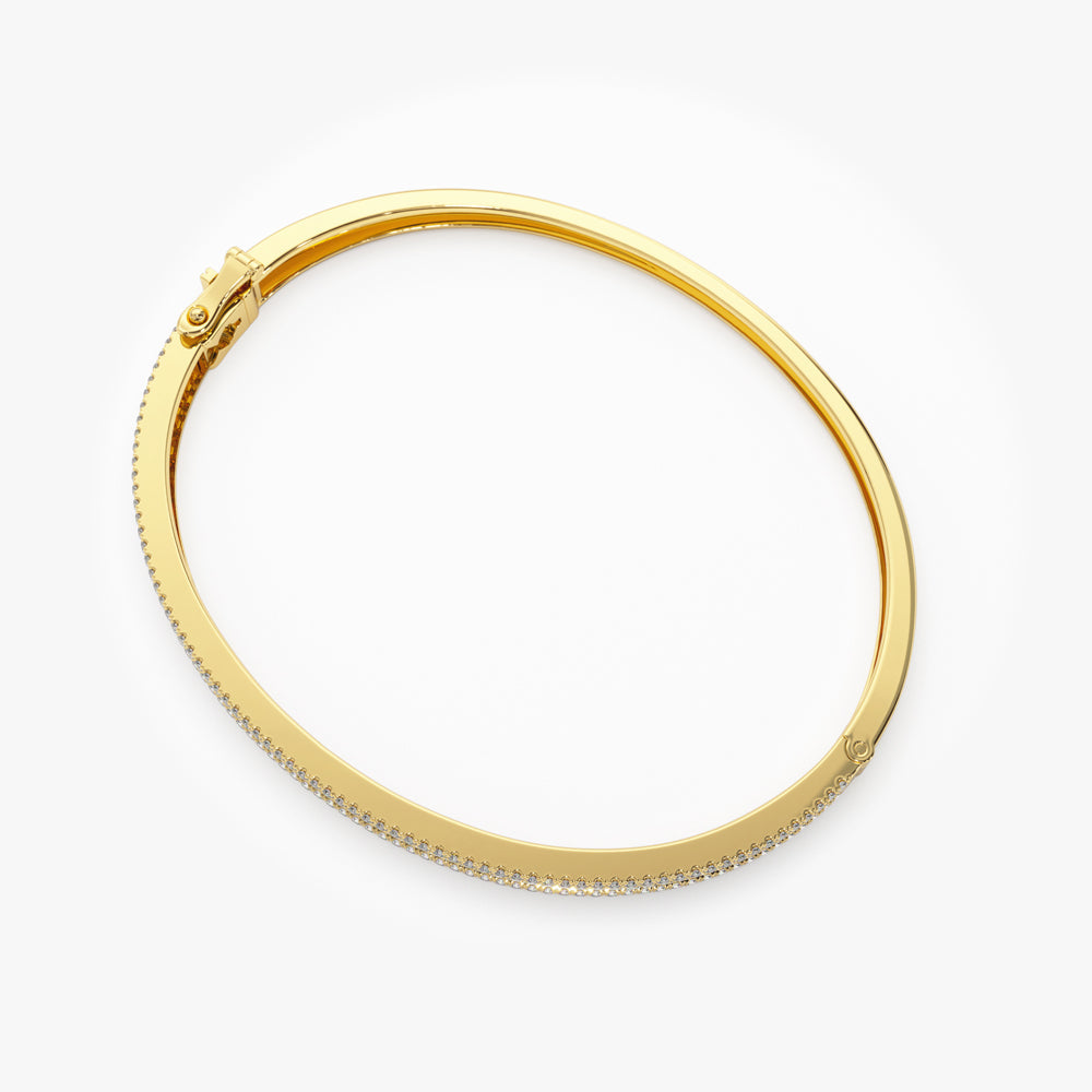OBFJ1520 - 14k Half Eternity Baguette and Round  Diamond Bangle 8