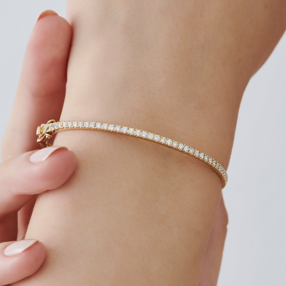 OBFJ1516 - 14k Stacking Micro Pave Diamond Bangle 0.90 ctw 4