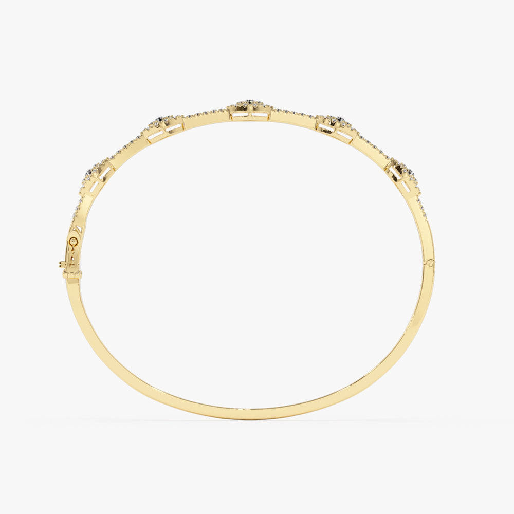 OBFJ1518 - Marquise Shape Round Diamond Bangle Bracelet bracelets in selectable metal and diamond options - Roselle Jewelry view 8