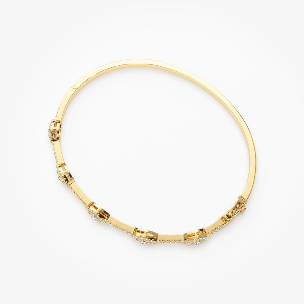 OBFJ1518 - Marquise Shape Round Diamond Bangle Bracelet bracelets in selectable metal and diamond options - Roselle Jewelry view 9